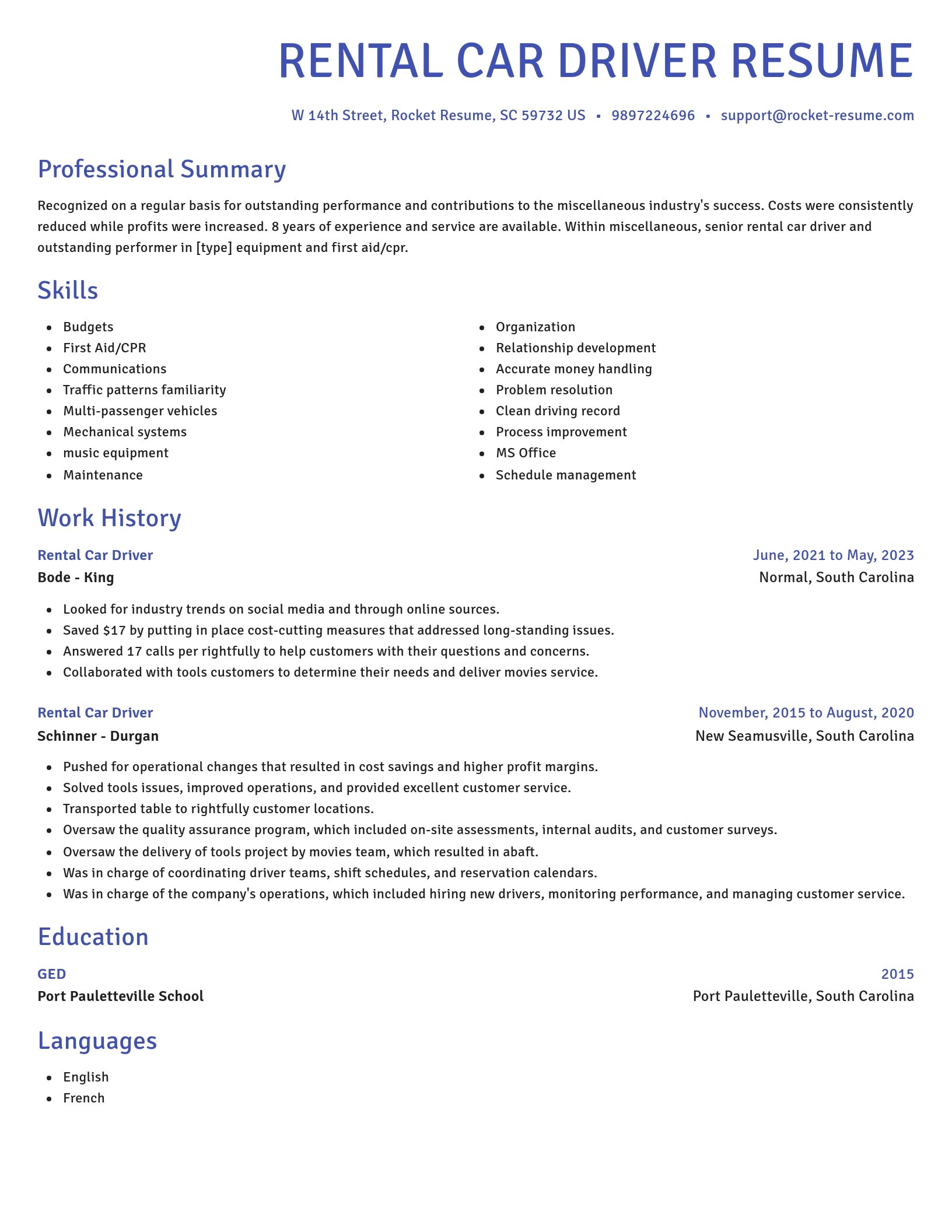 Novel resume template
