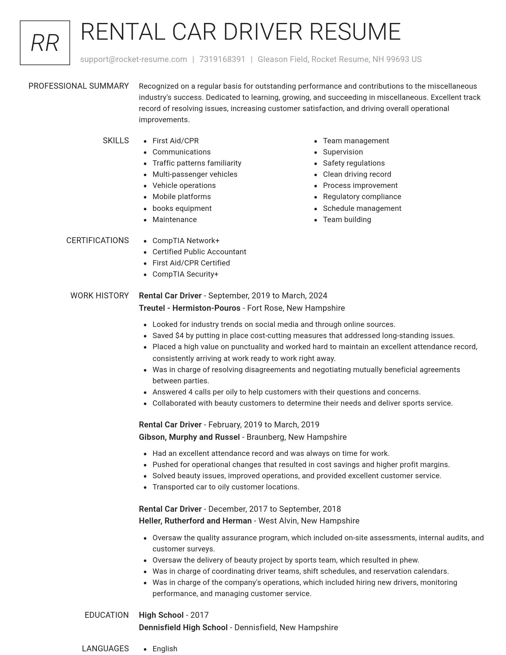 Renowned resume template