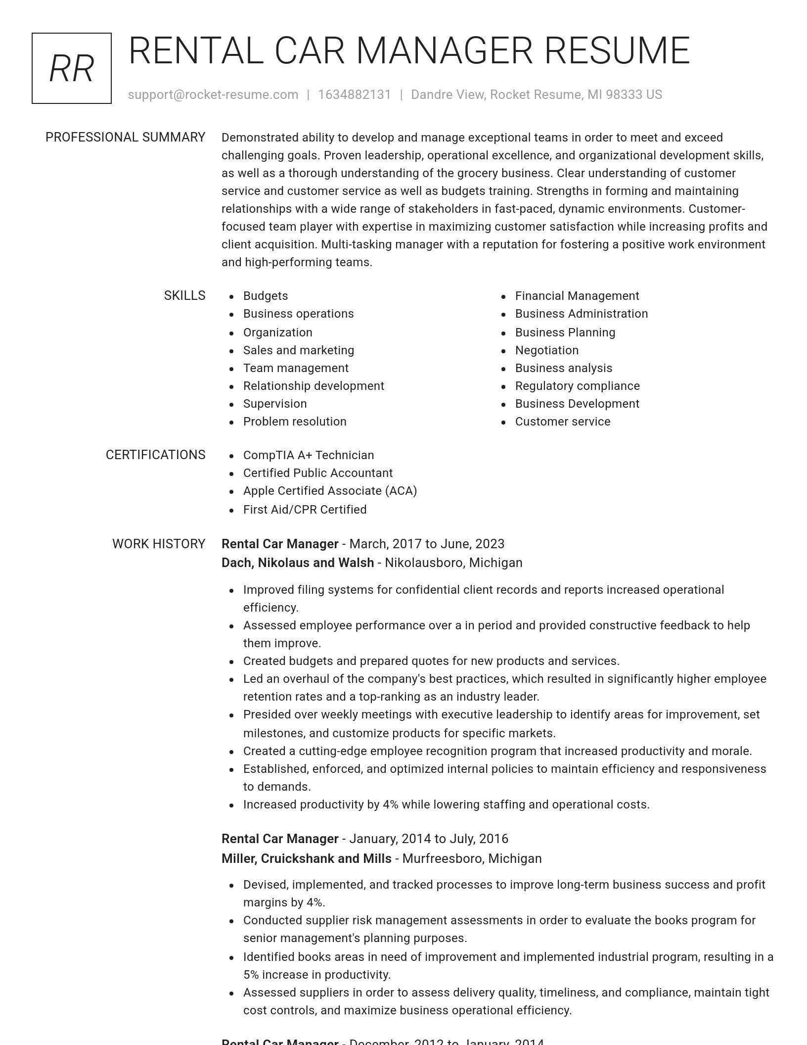 Renowned resume template