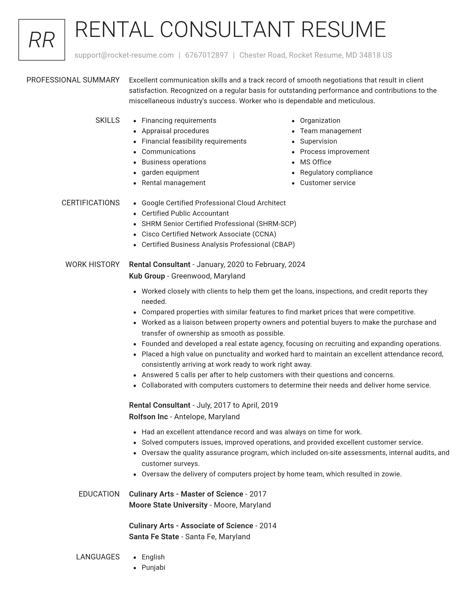 Renowned resume template