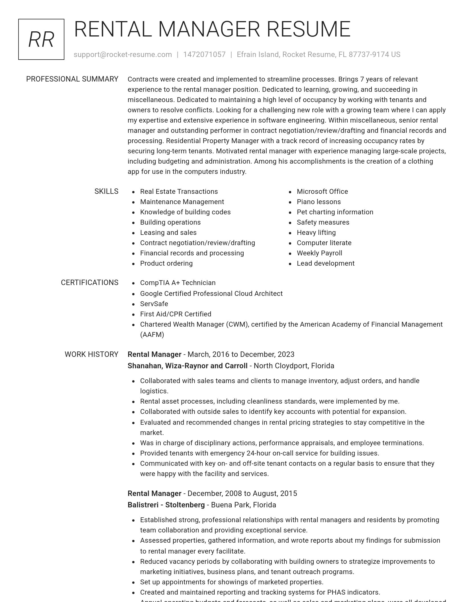 Renowned resume template
