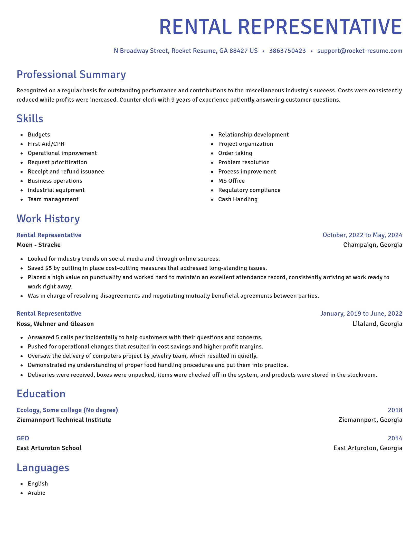 Novel resume template