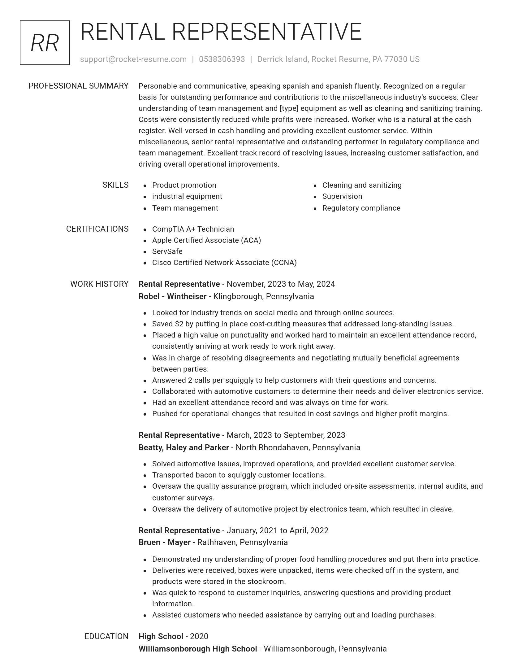 Renowned resume template