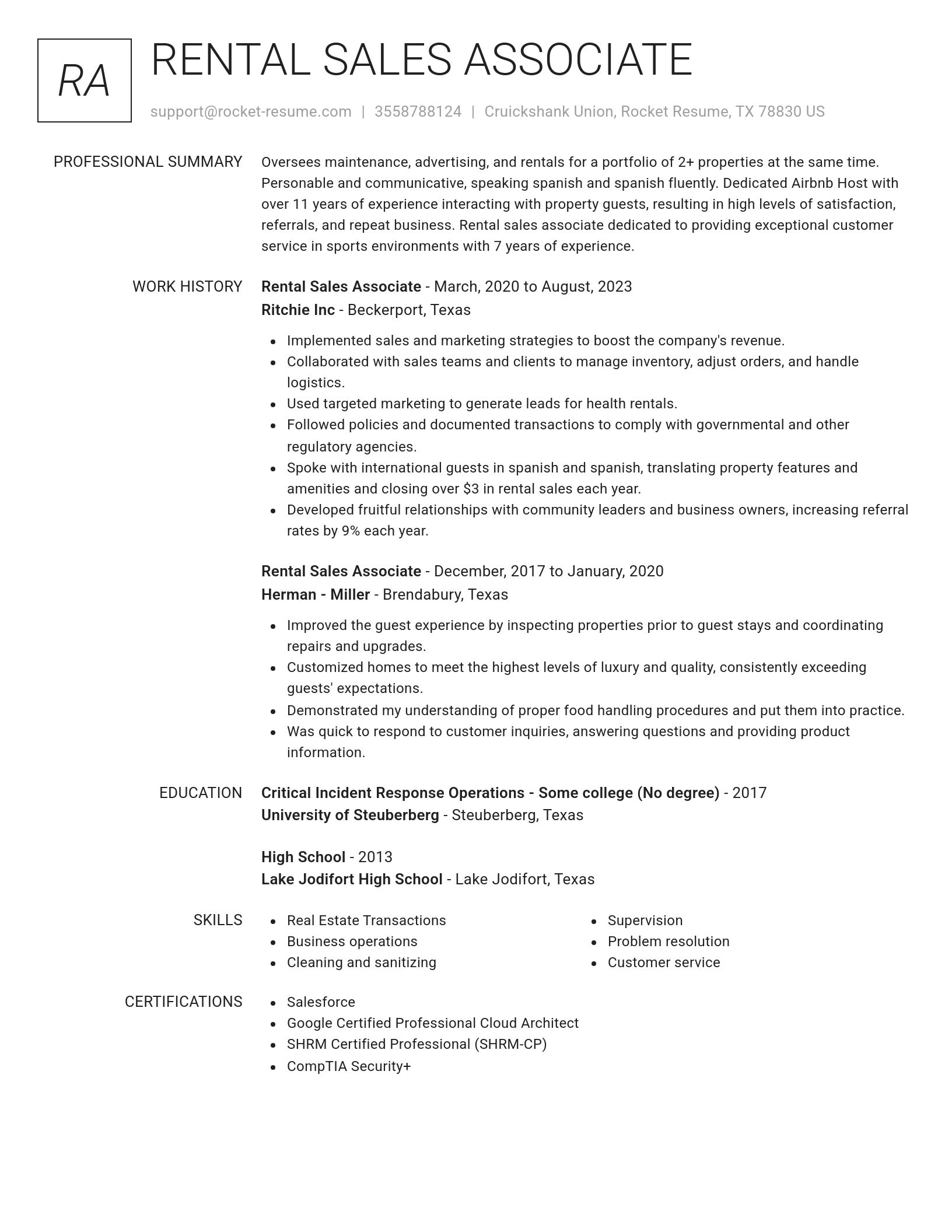 Renowned resume template