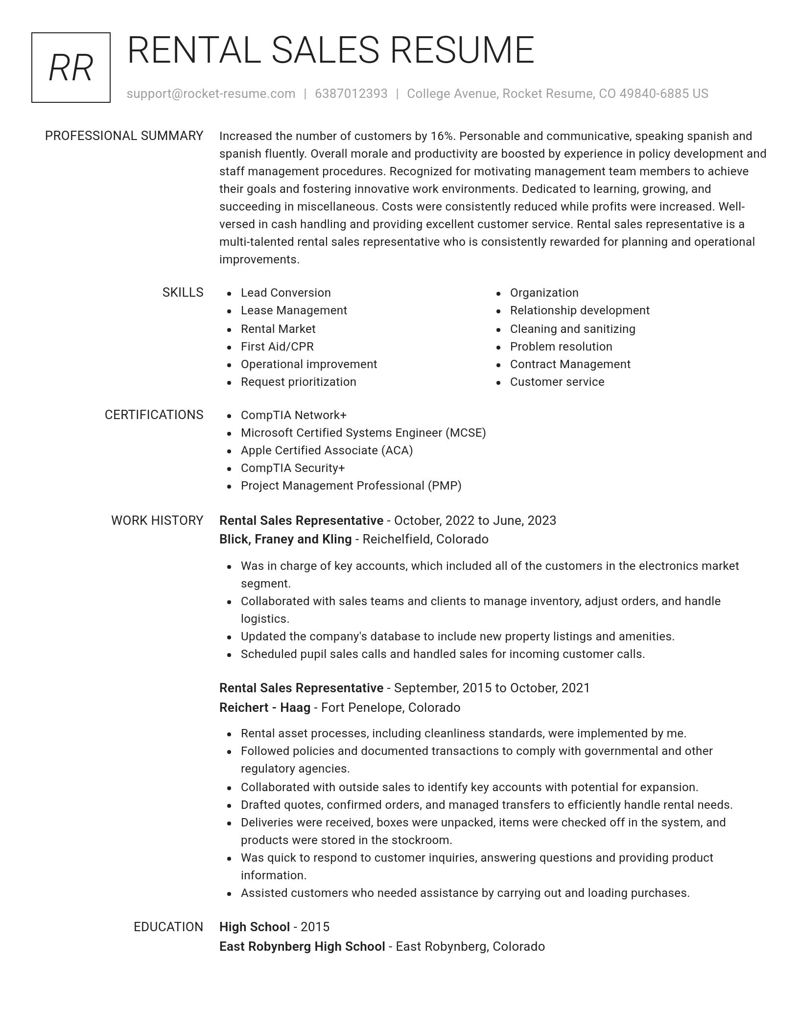 Renowned resume template