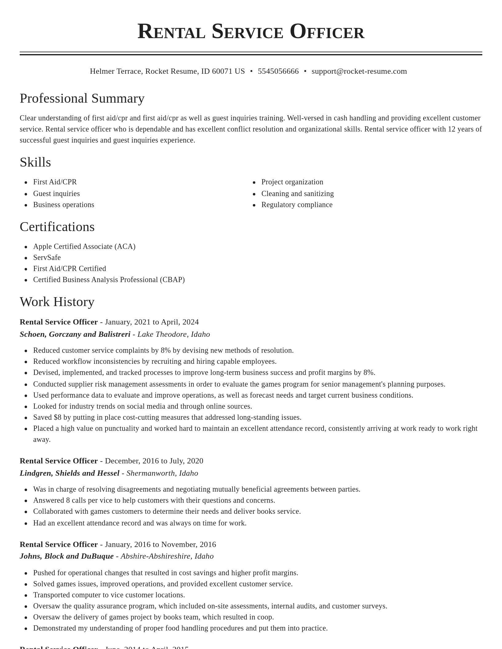 Classic resume template