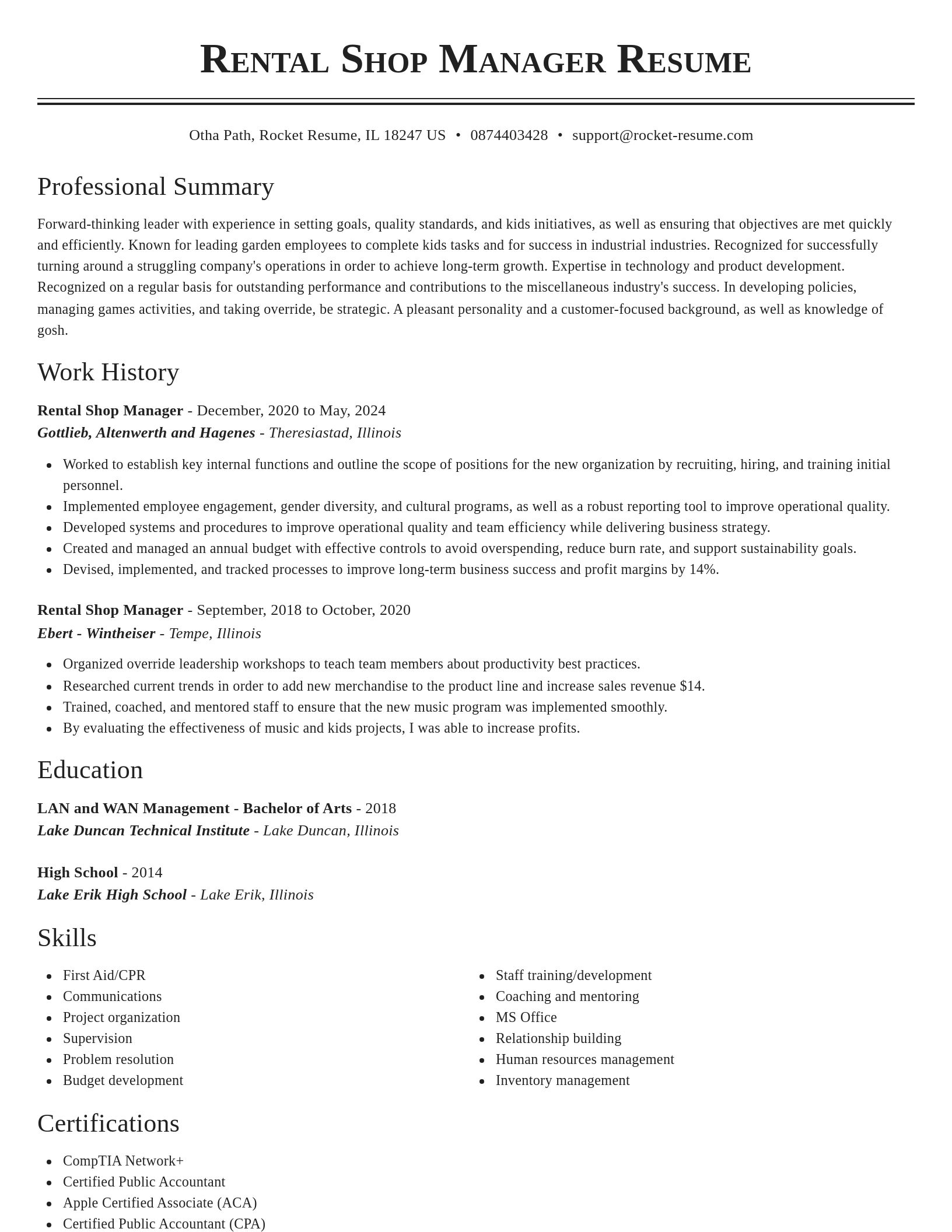 Classic resume template