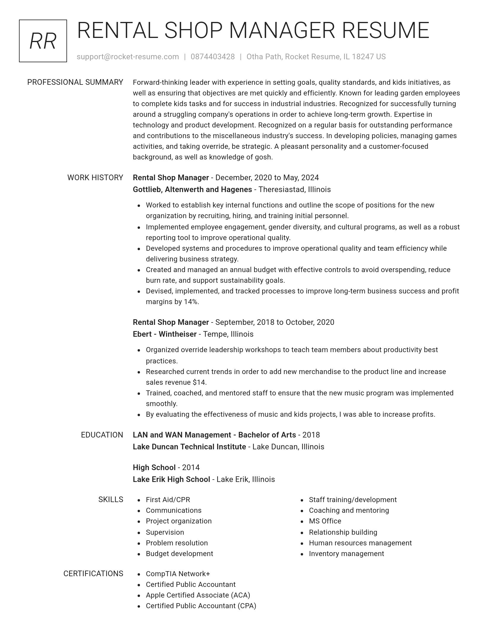 Renowned resume template