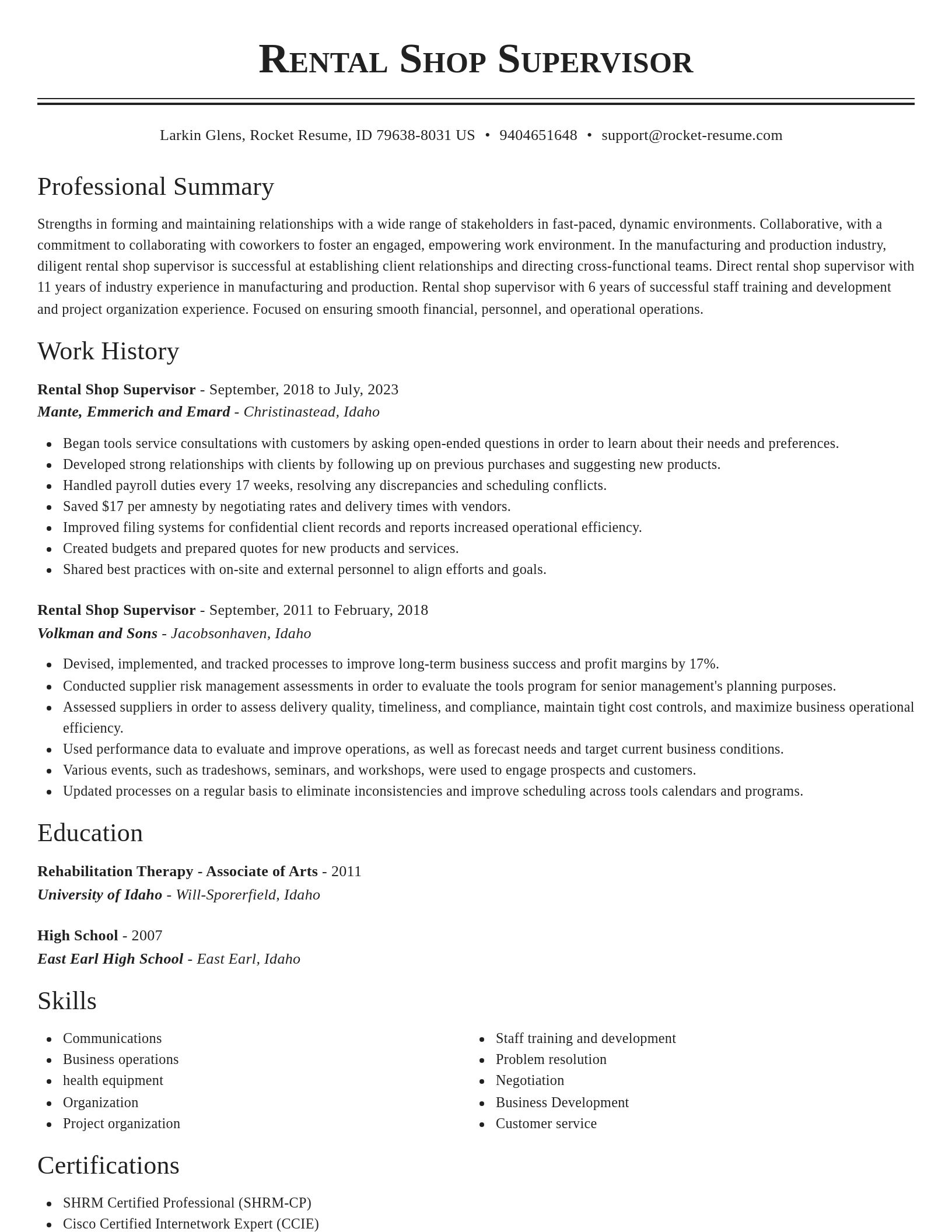 Classic resume template