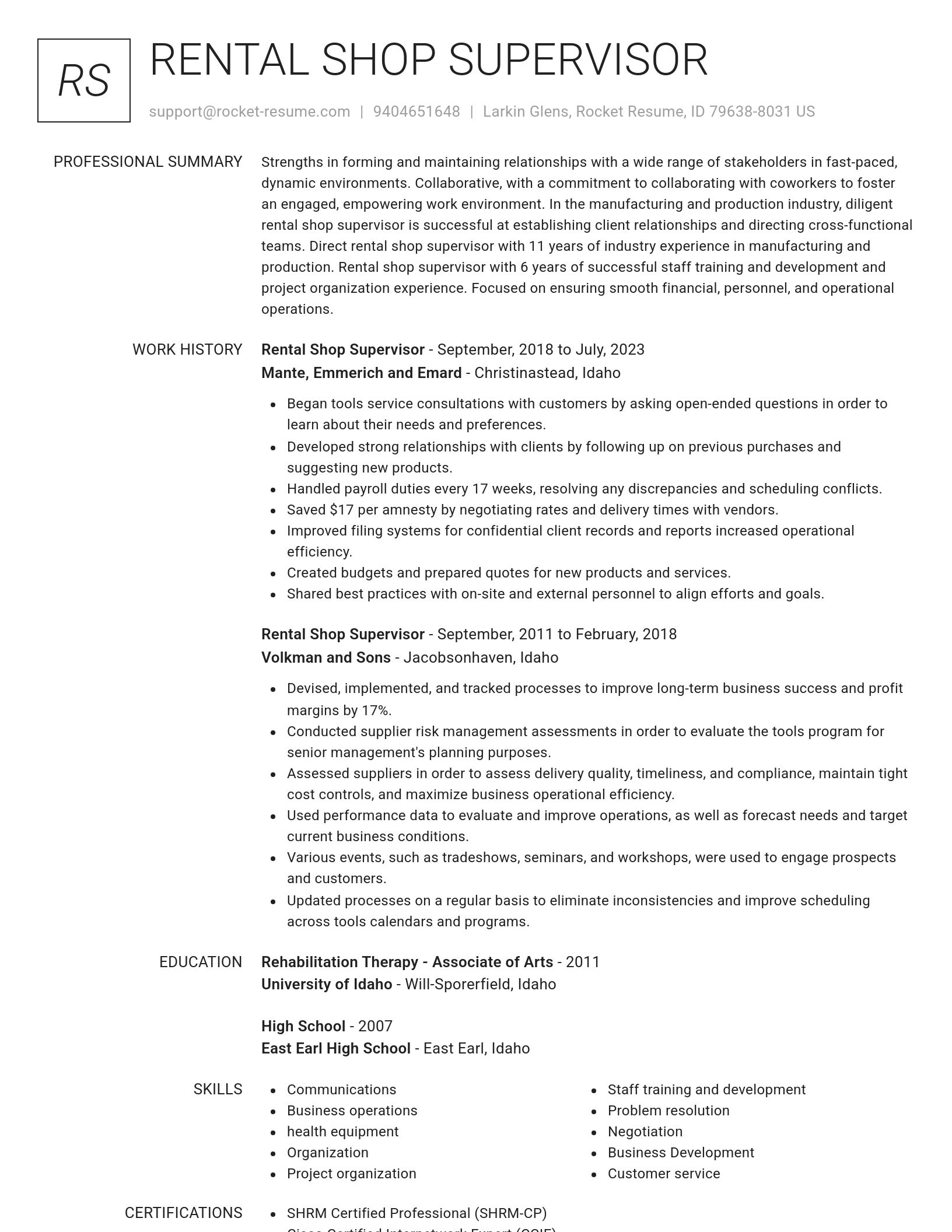 Renowned resume template