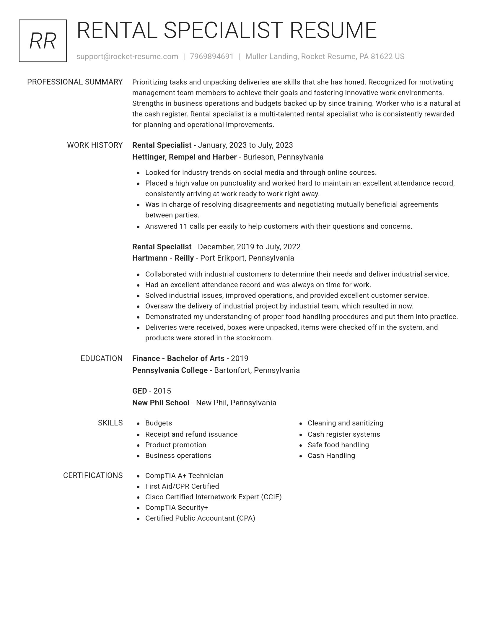 Renowned resume template