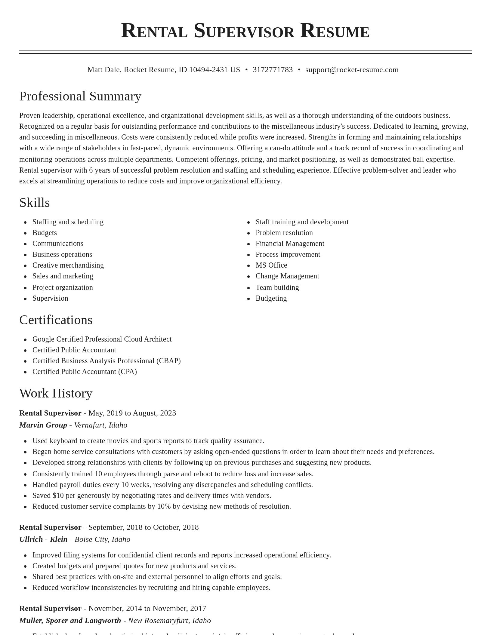 Classic resume template