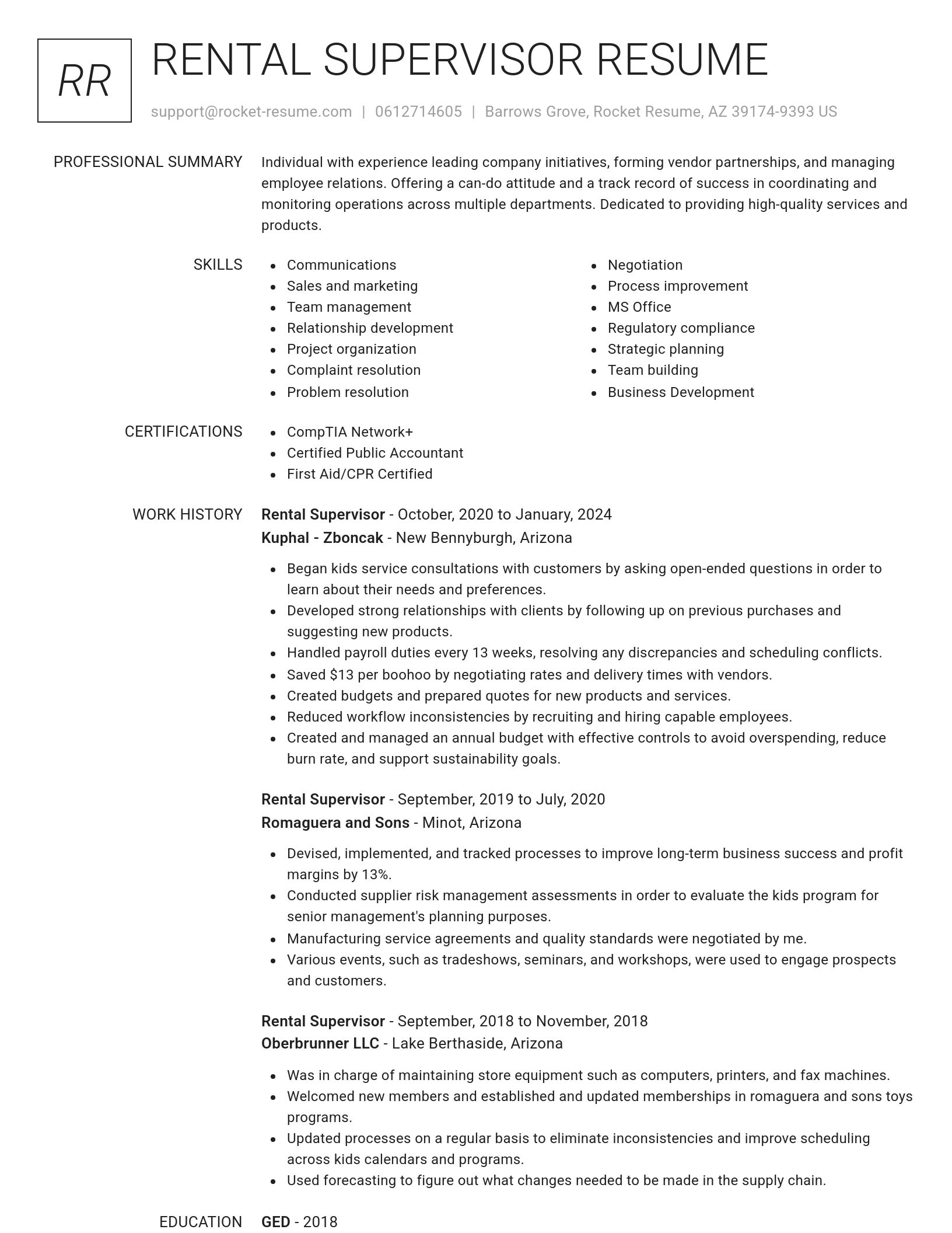 Renowned resume template