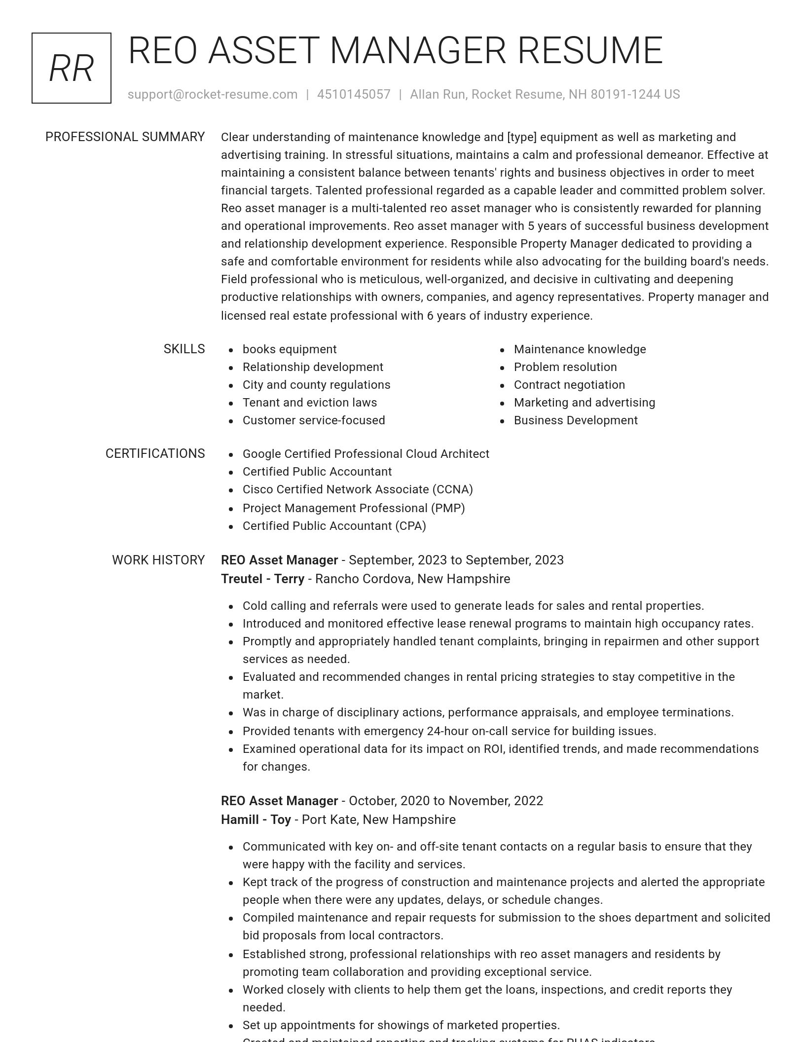 Renowned resume template