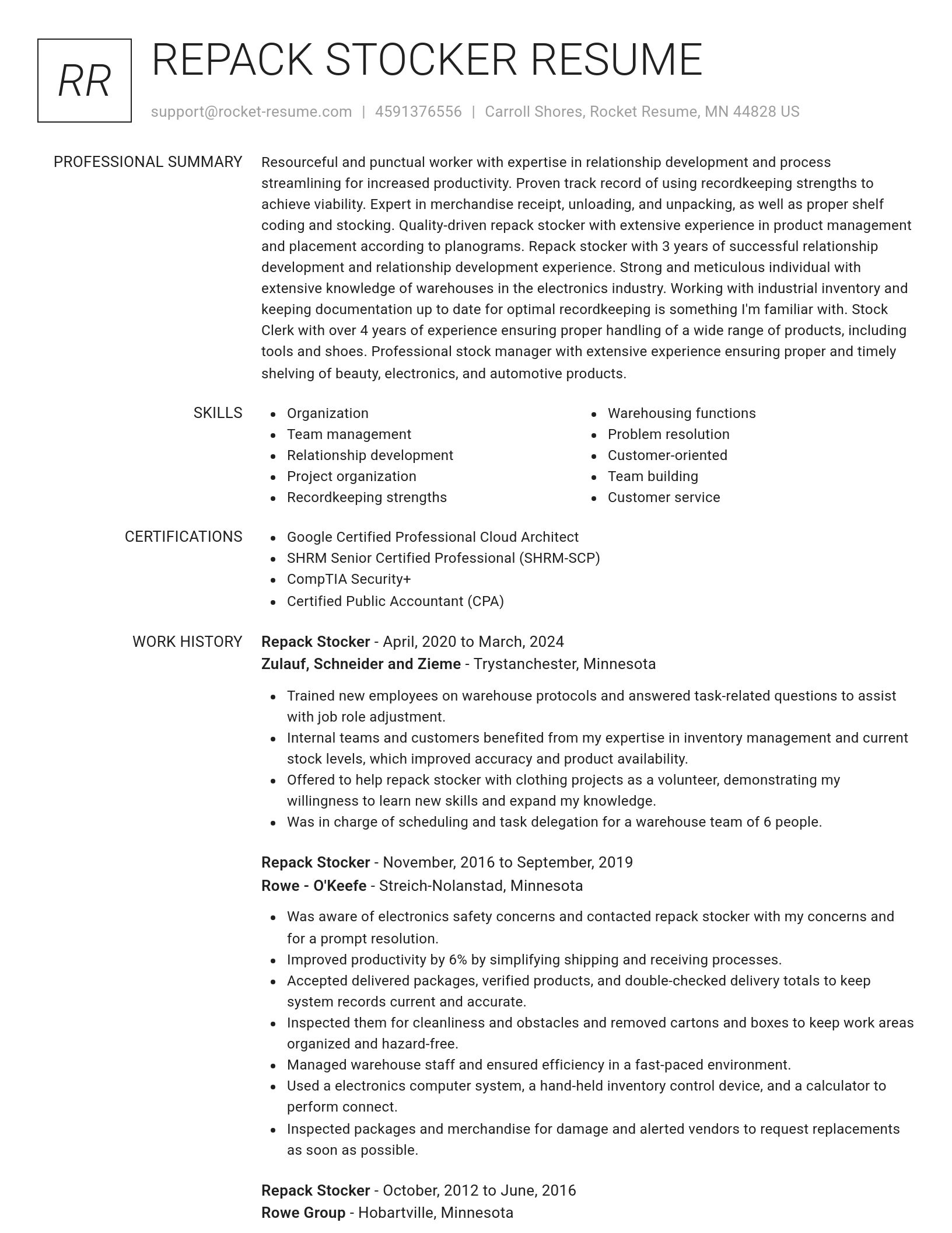 Renowned resume template