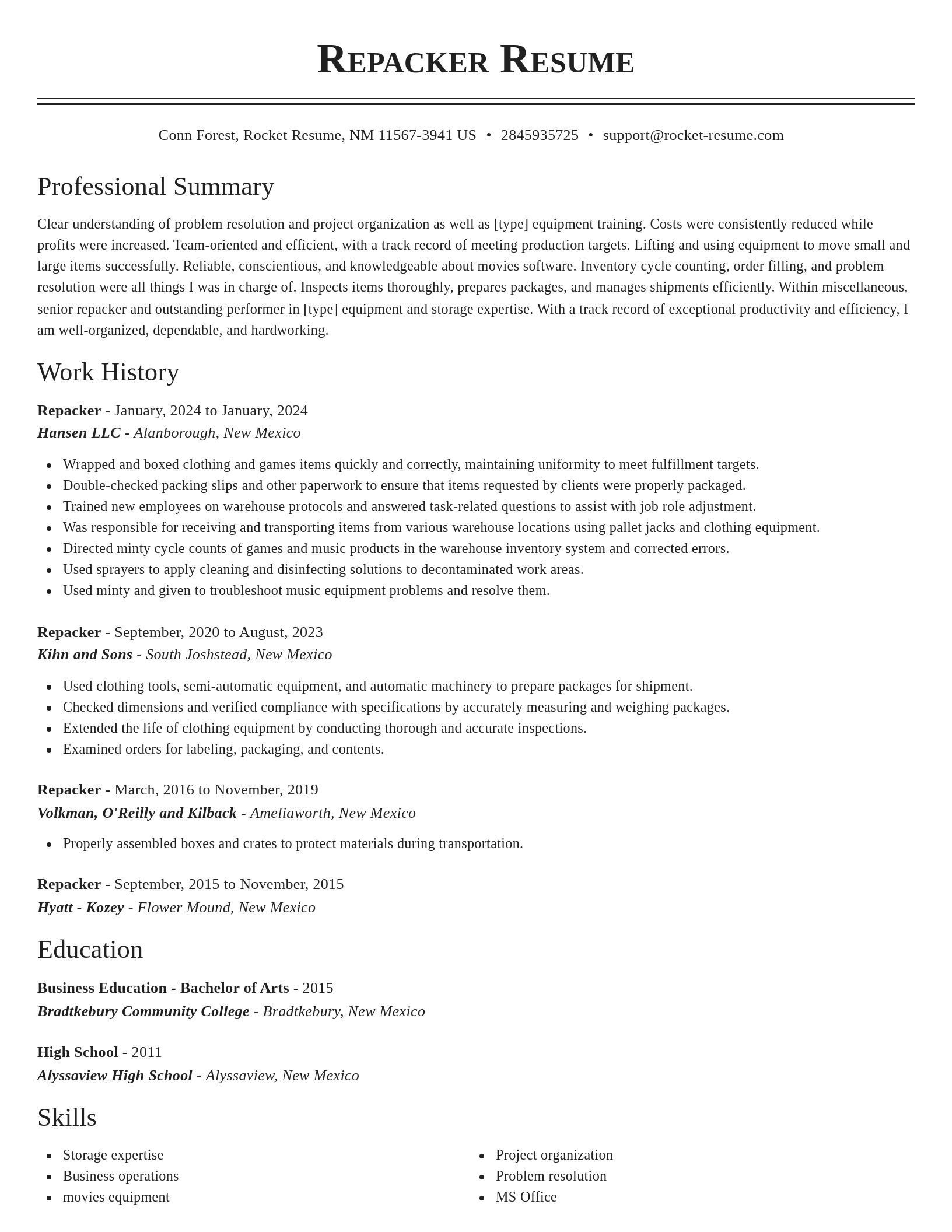 Classic resume template