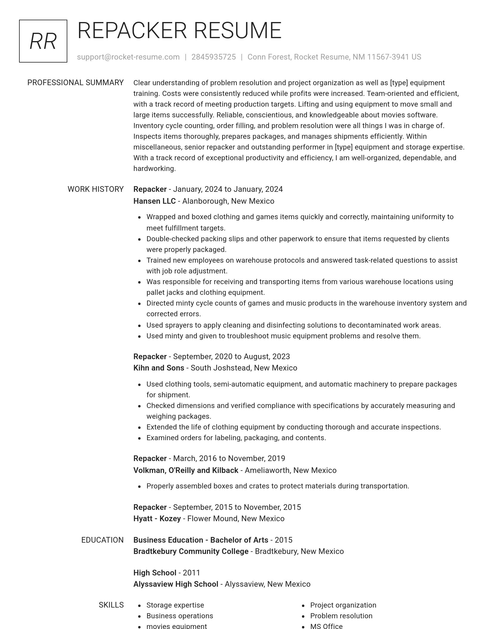 Renowned resume template