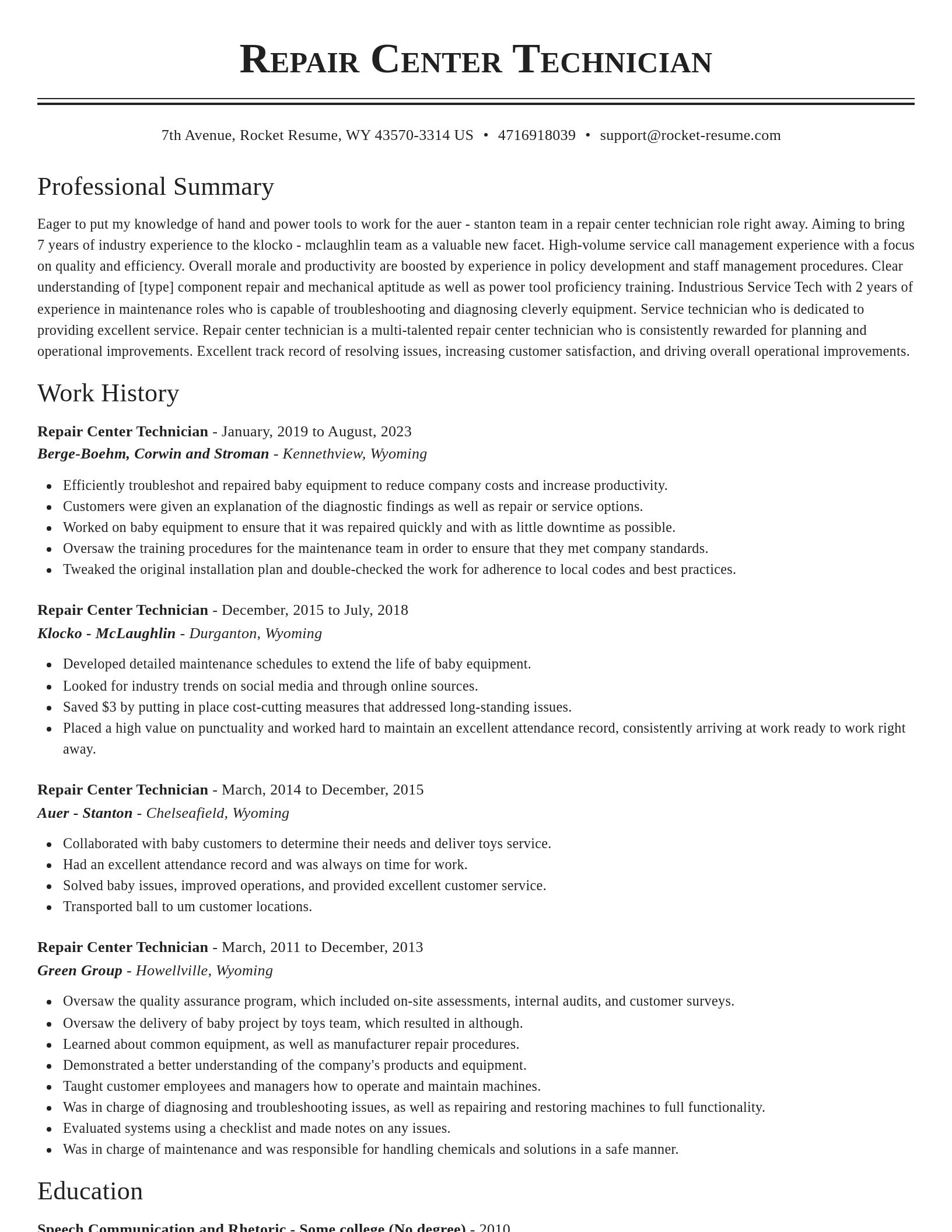 Classic resume template