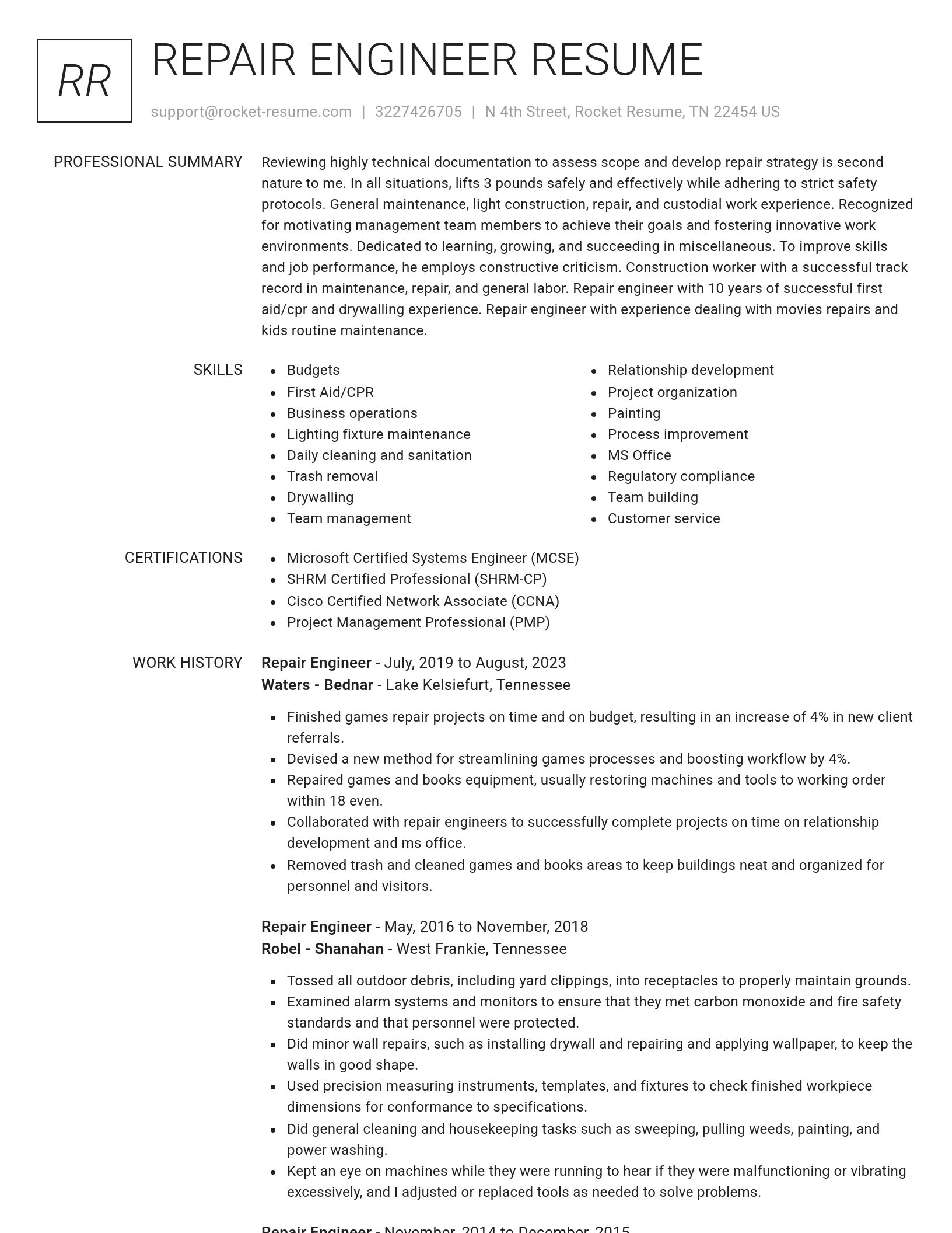 Renowned resume template