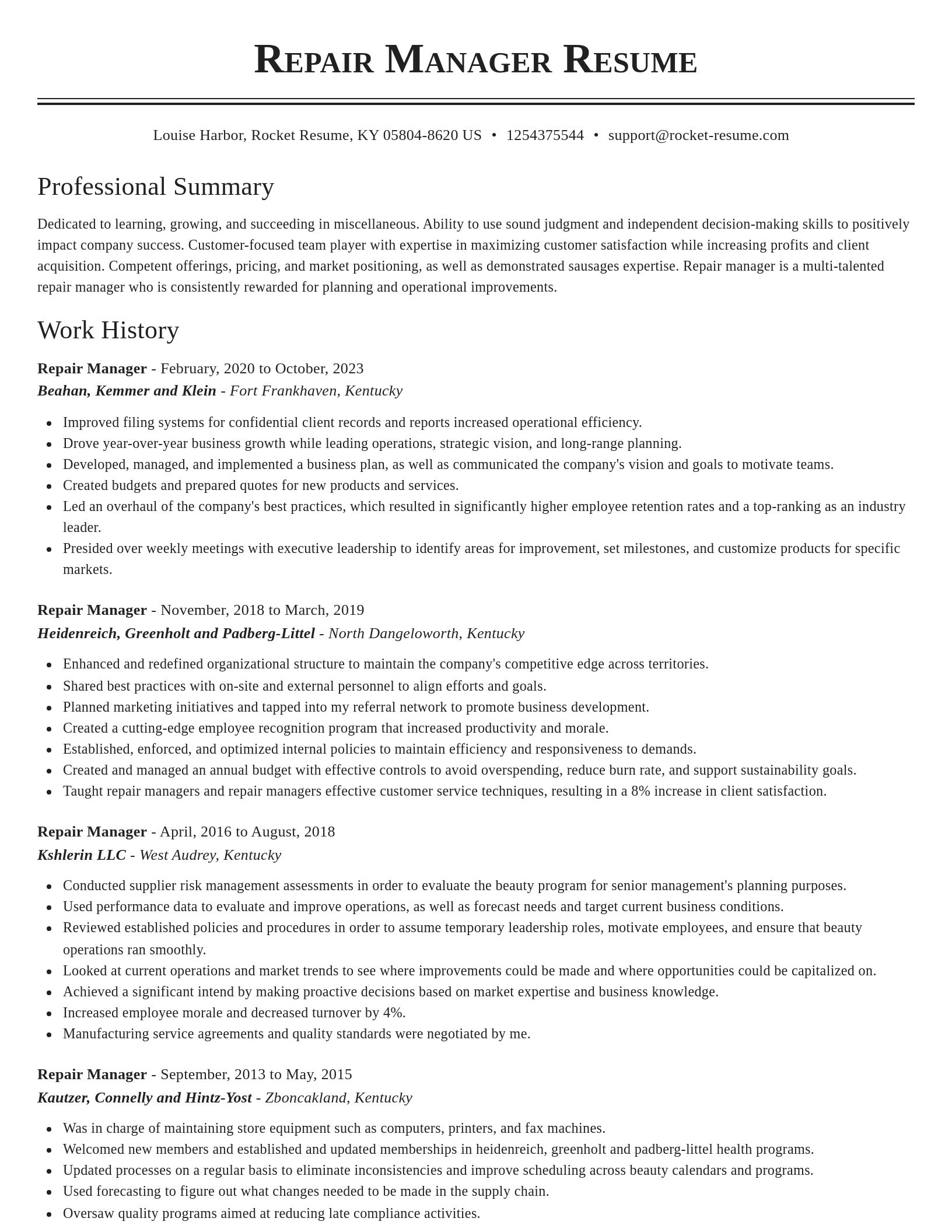 Classic resume template