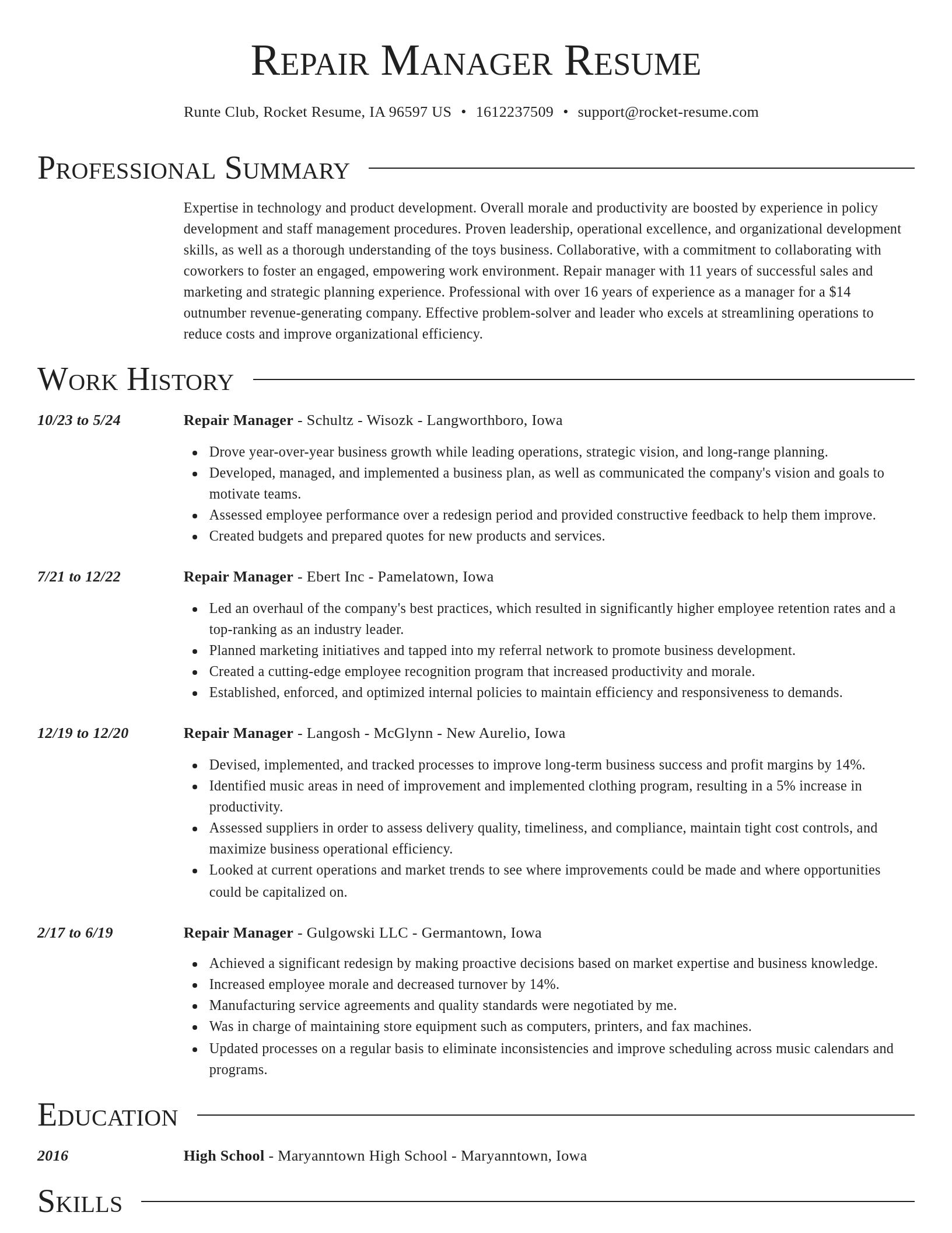 Director resume template
