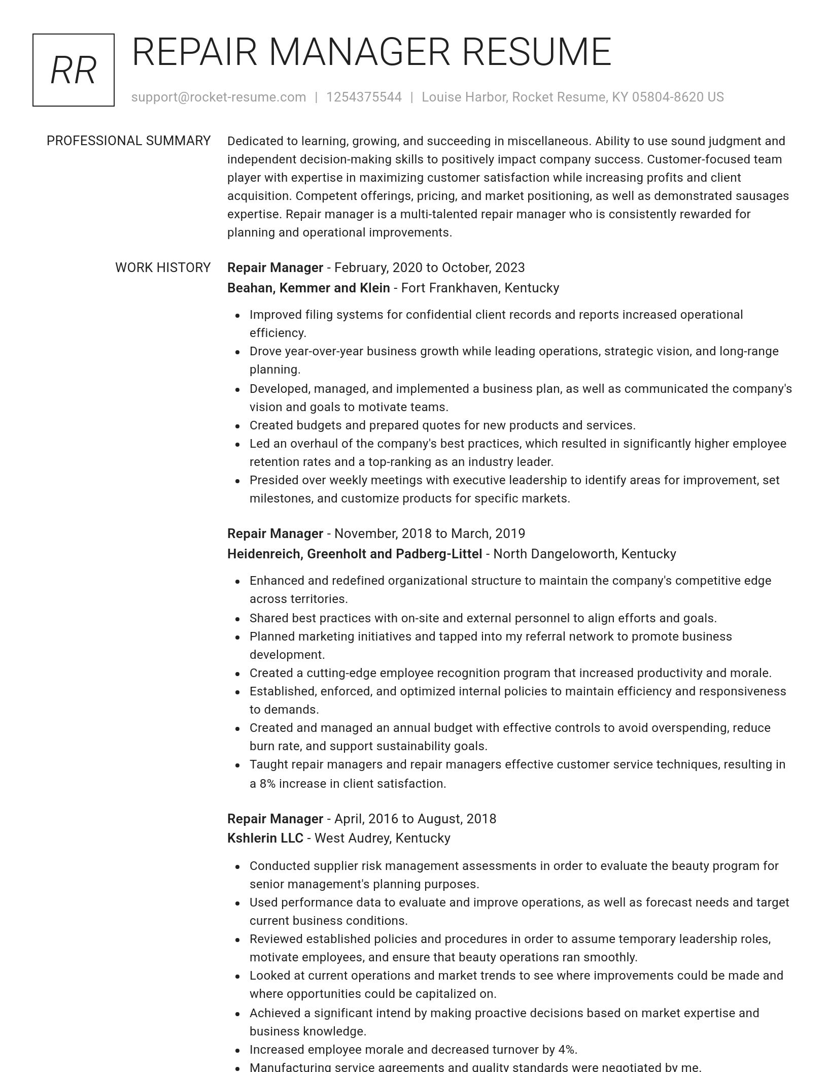 Renowned resume template
