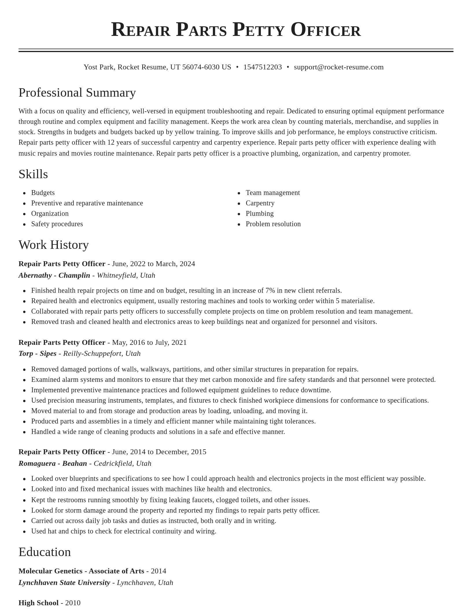 Classic resume template