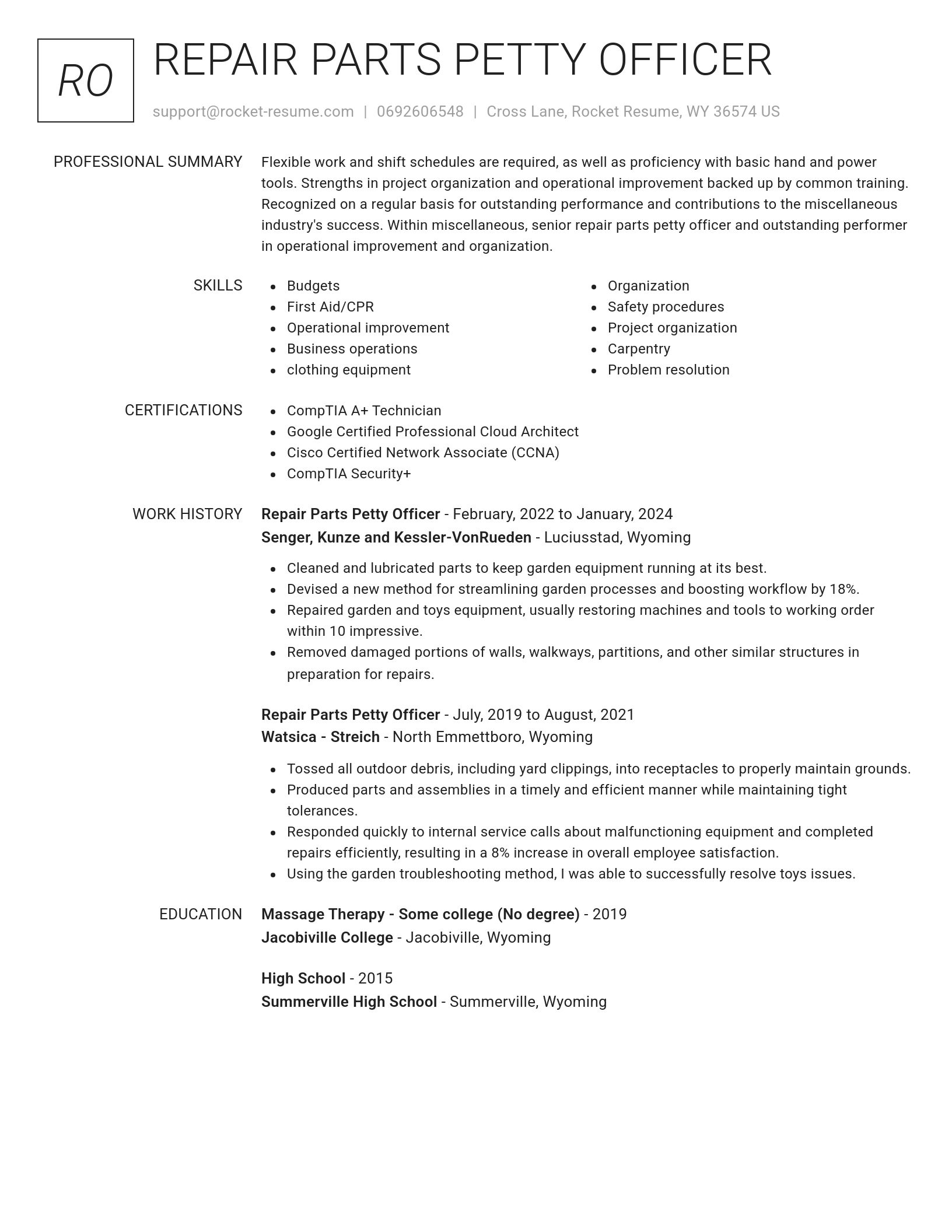 Renowned resume template
