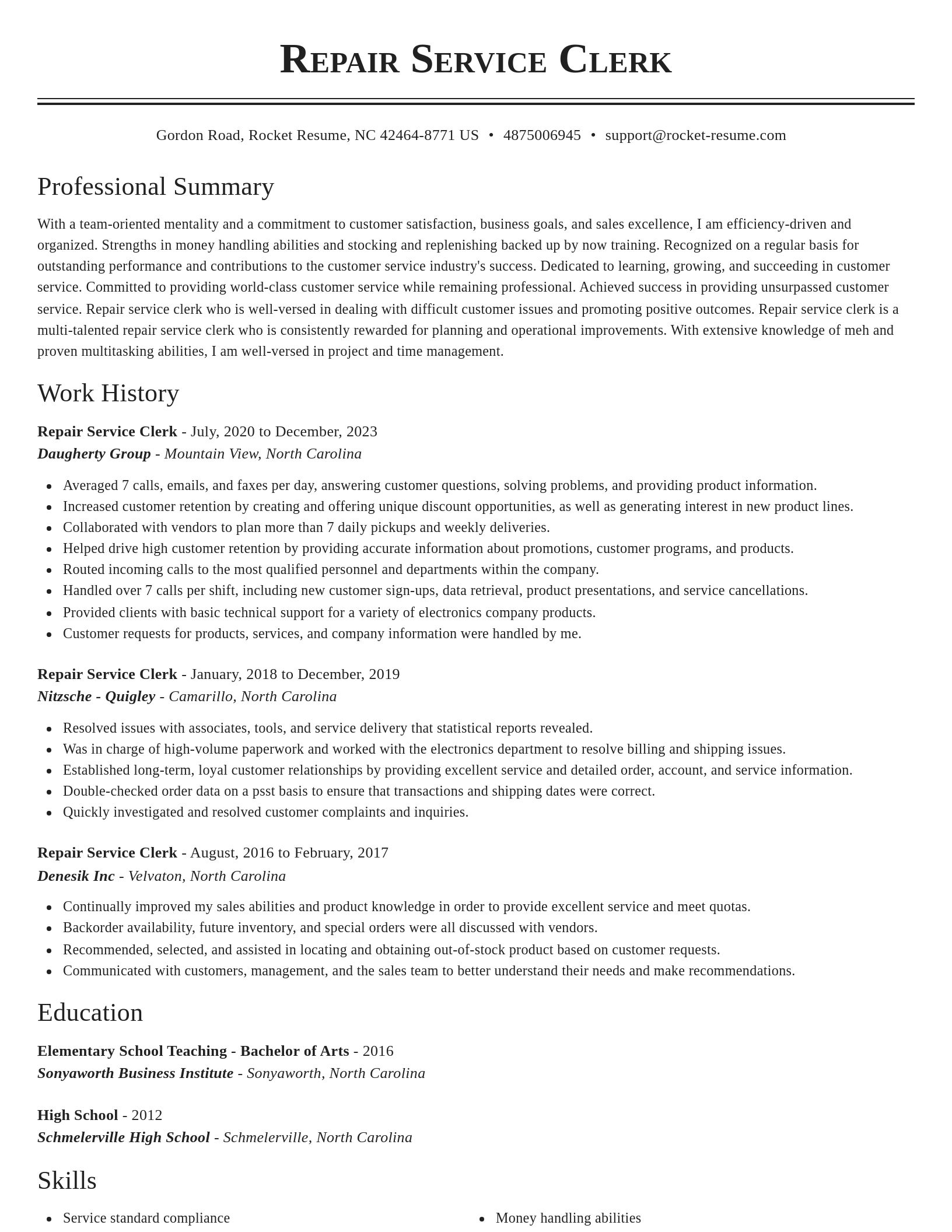 Classic resume template