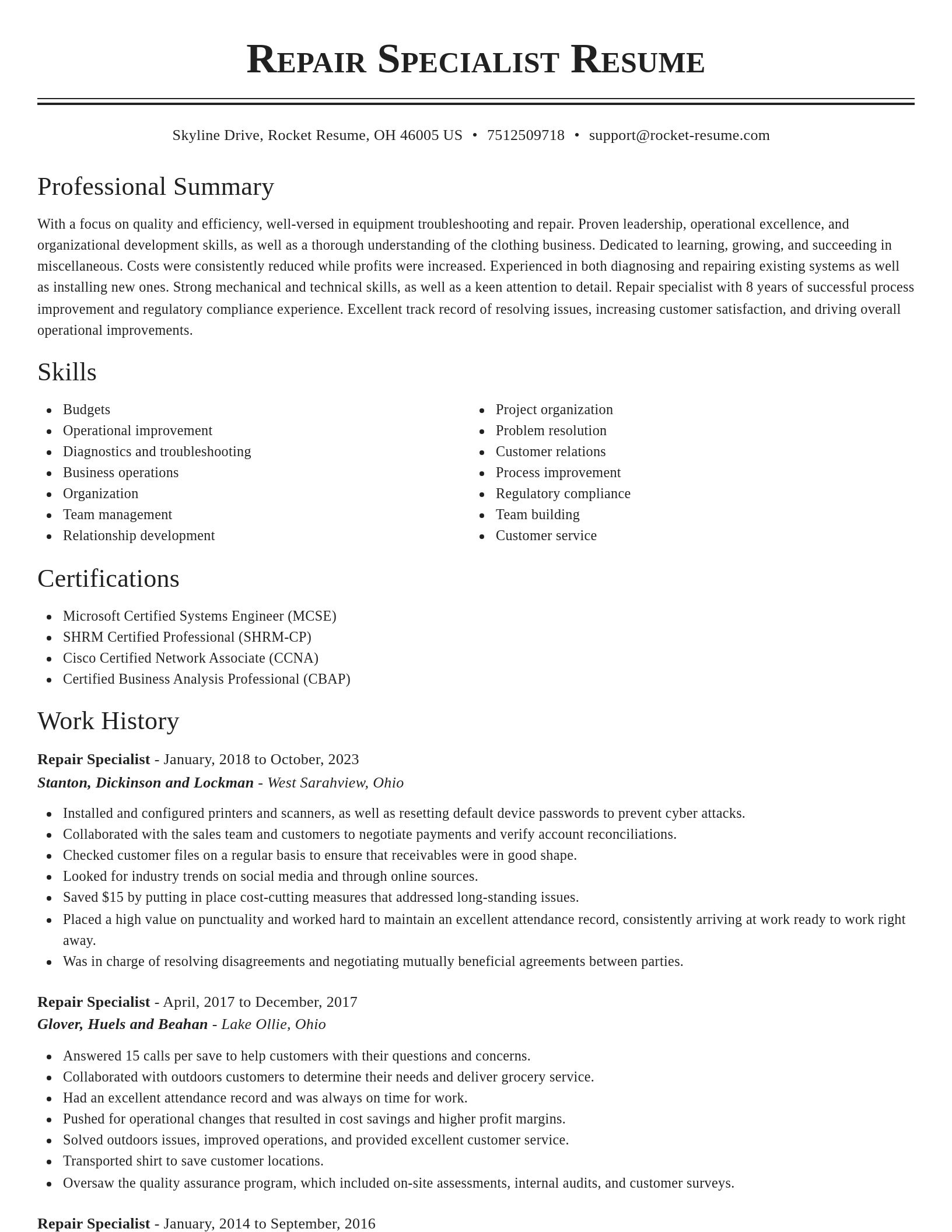 Classic resume template