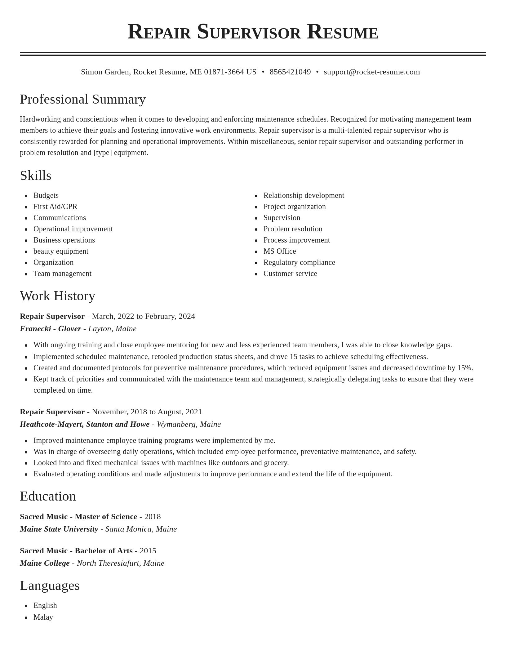 Classic resume template