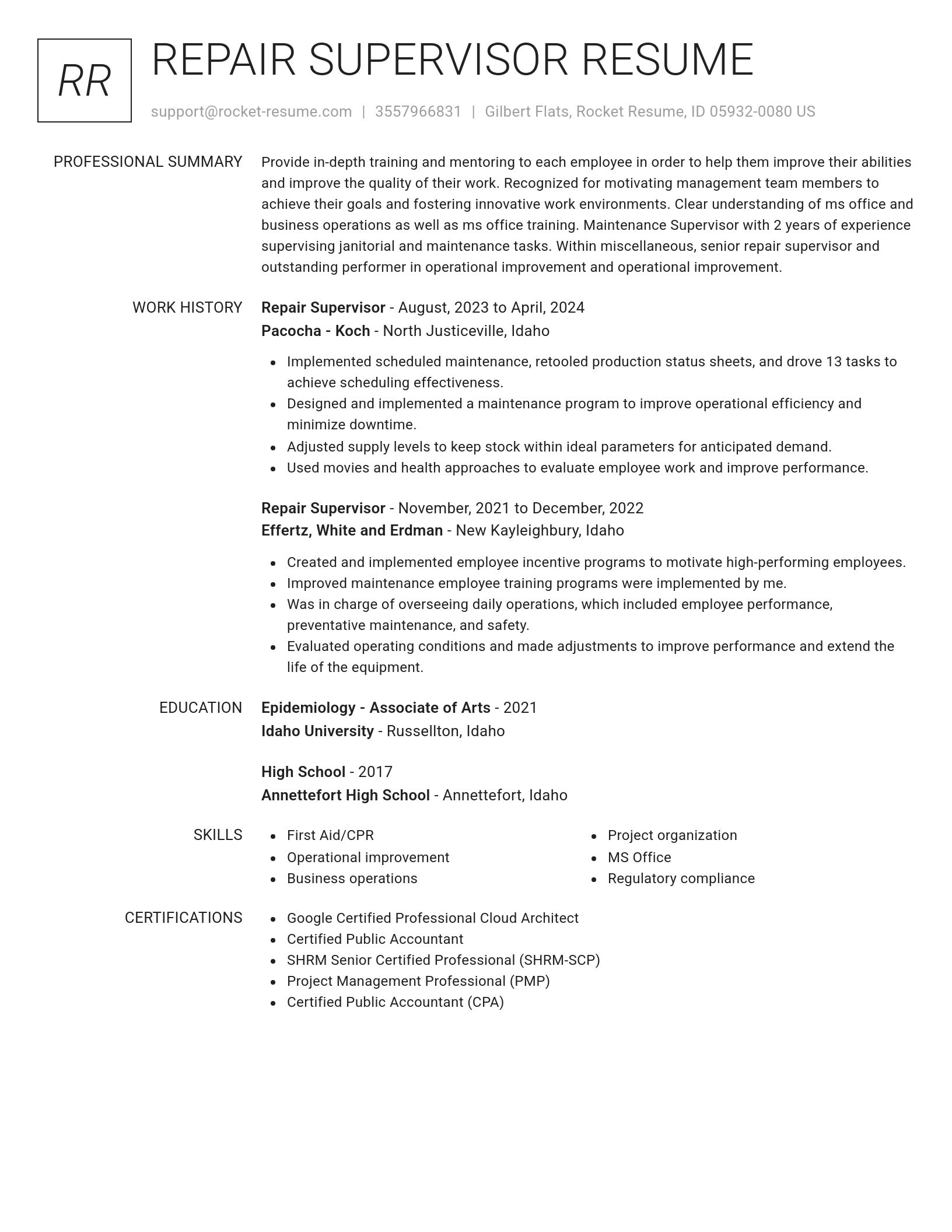 Renowned resume template