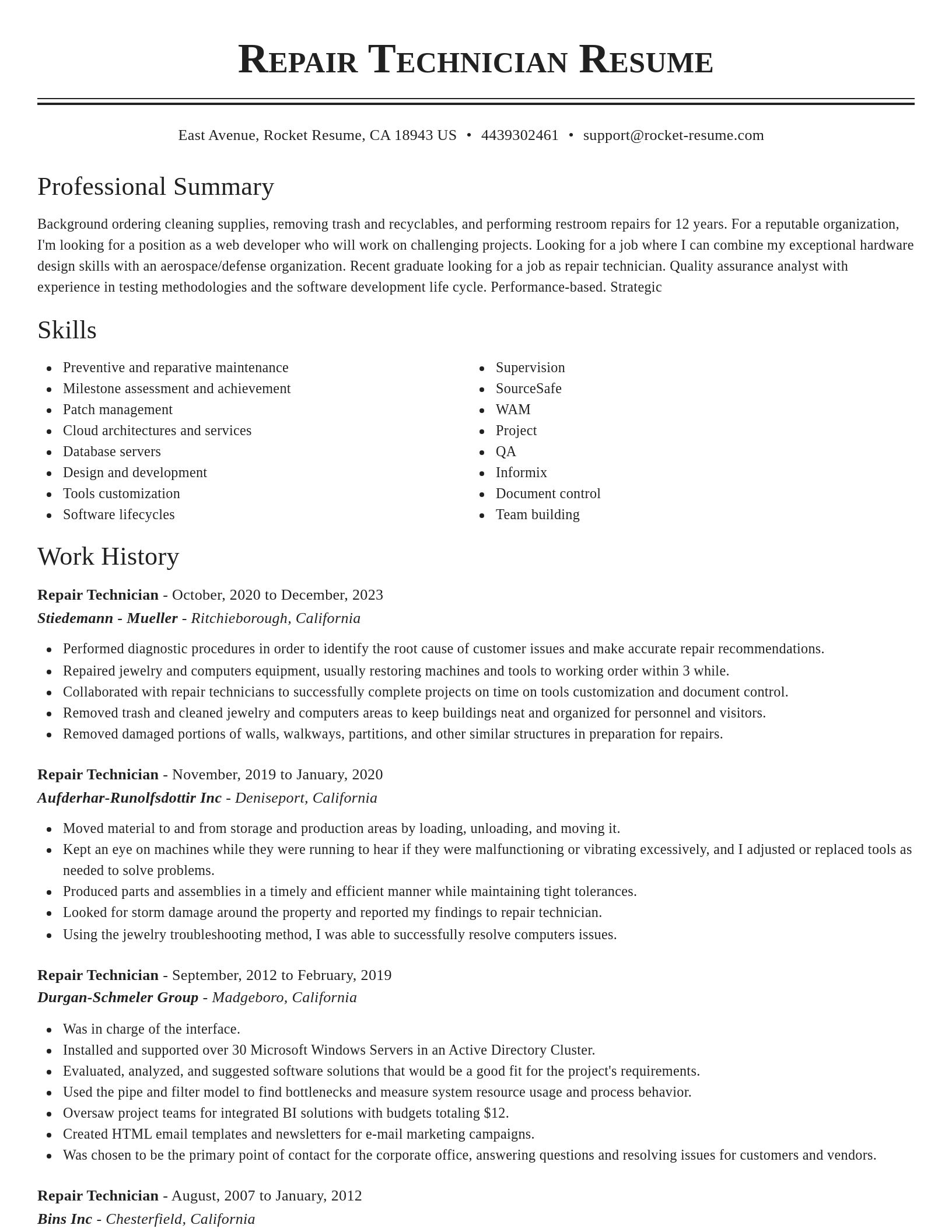 Classic resume template