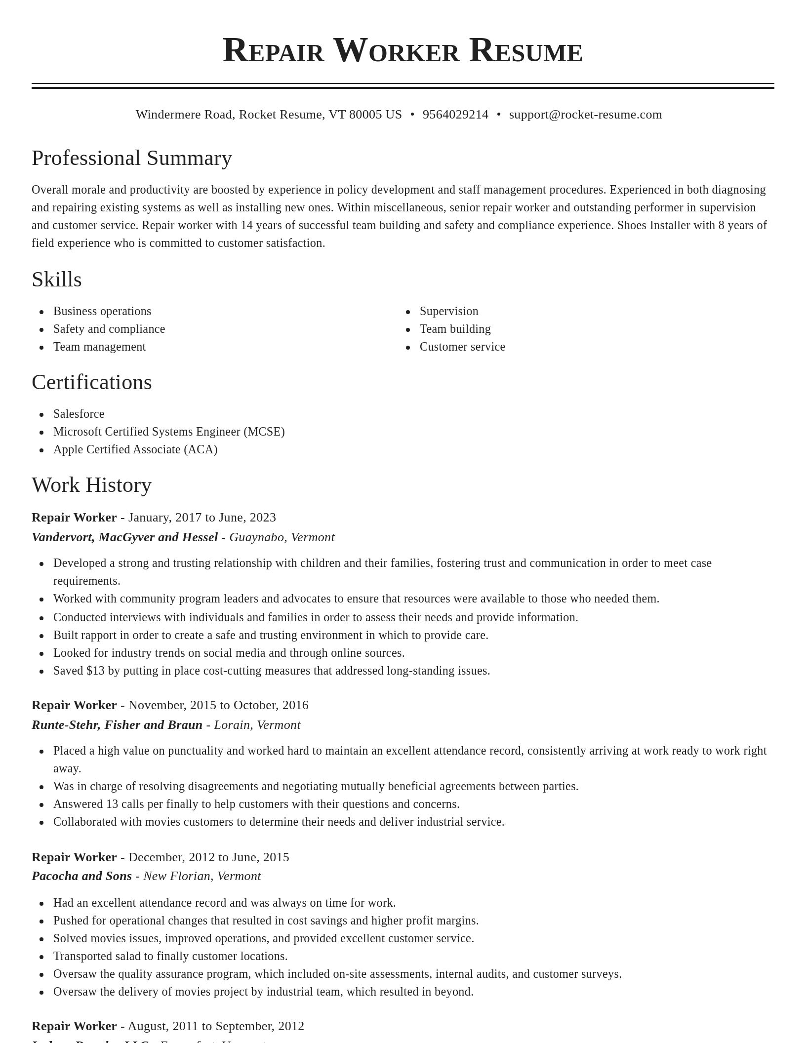 Classic resume template