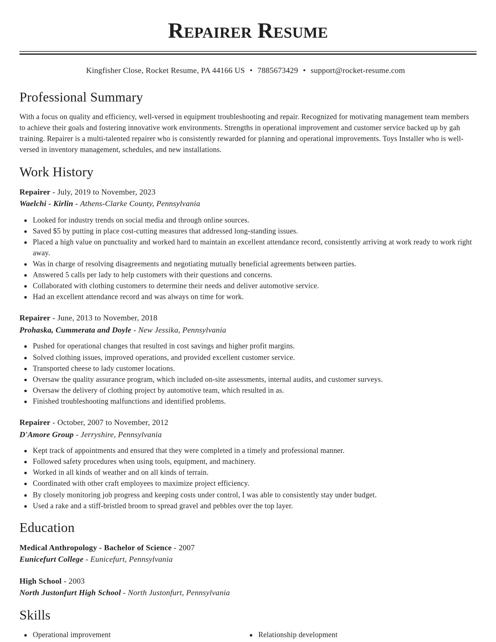 Classic resume template