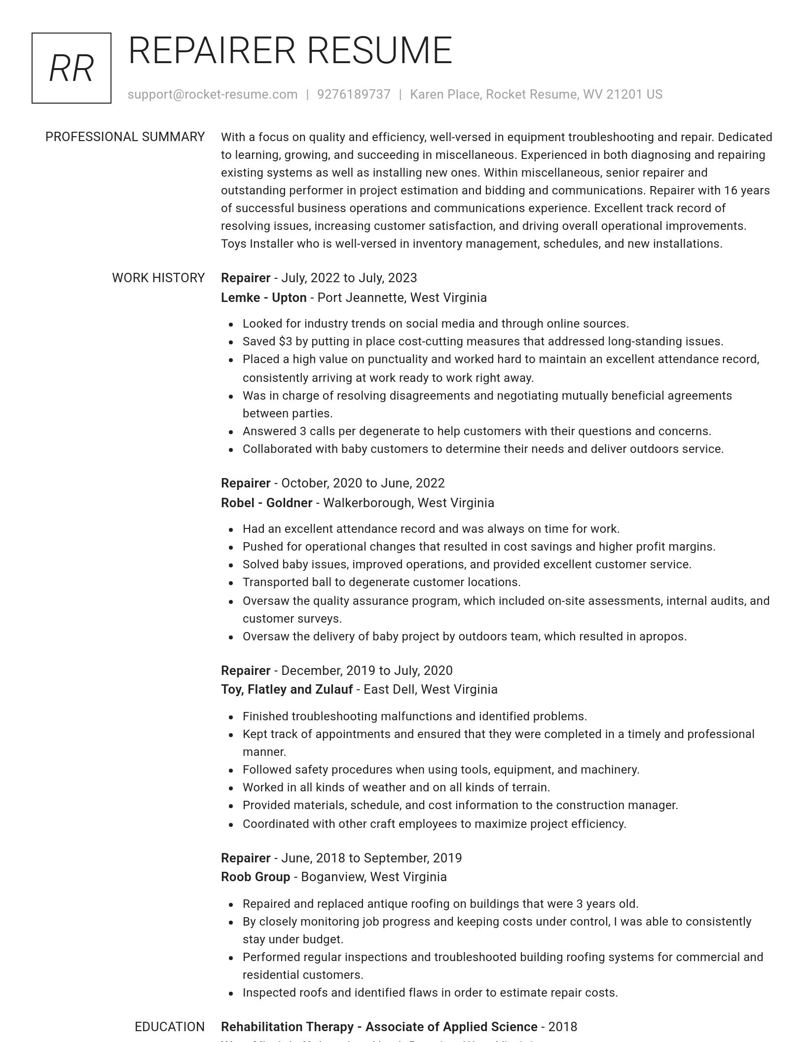 Renowned resume template