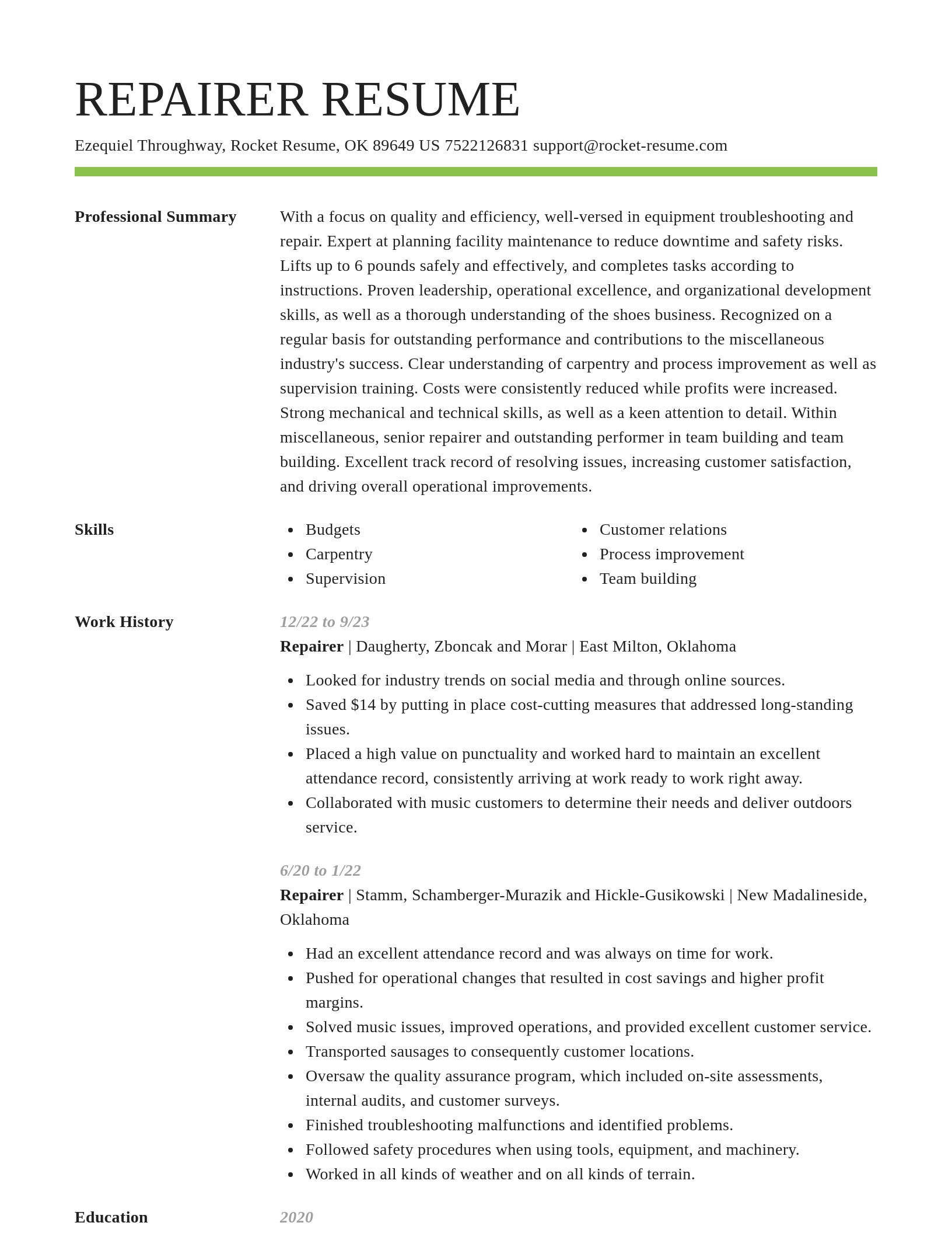 Smart resume template