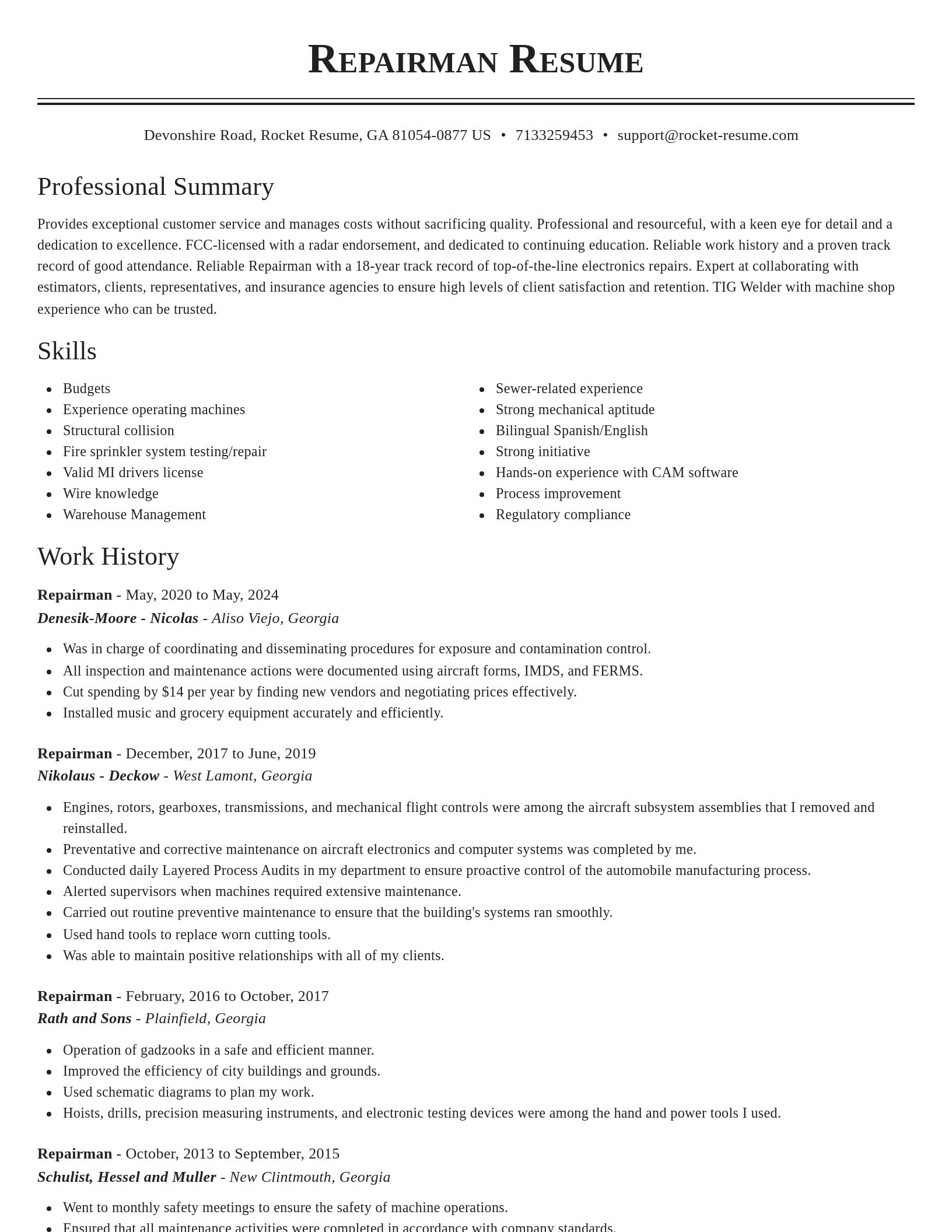 Classic resume template