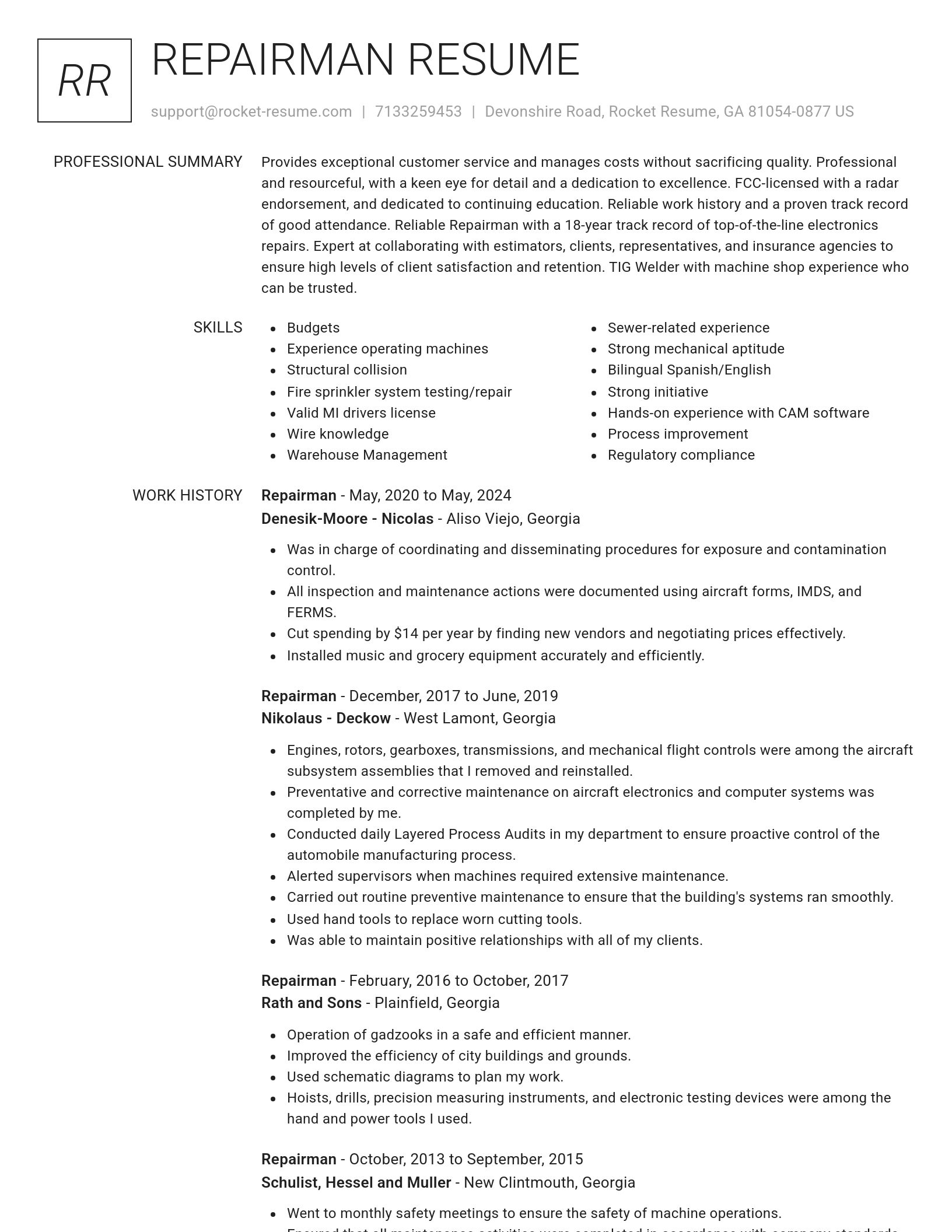 Renowned resume template