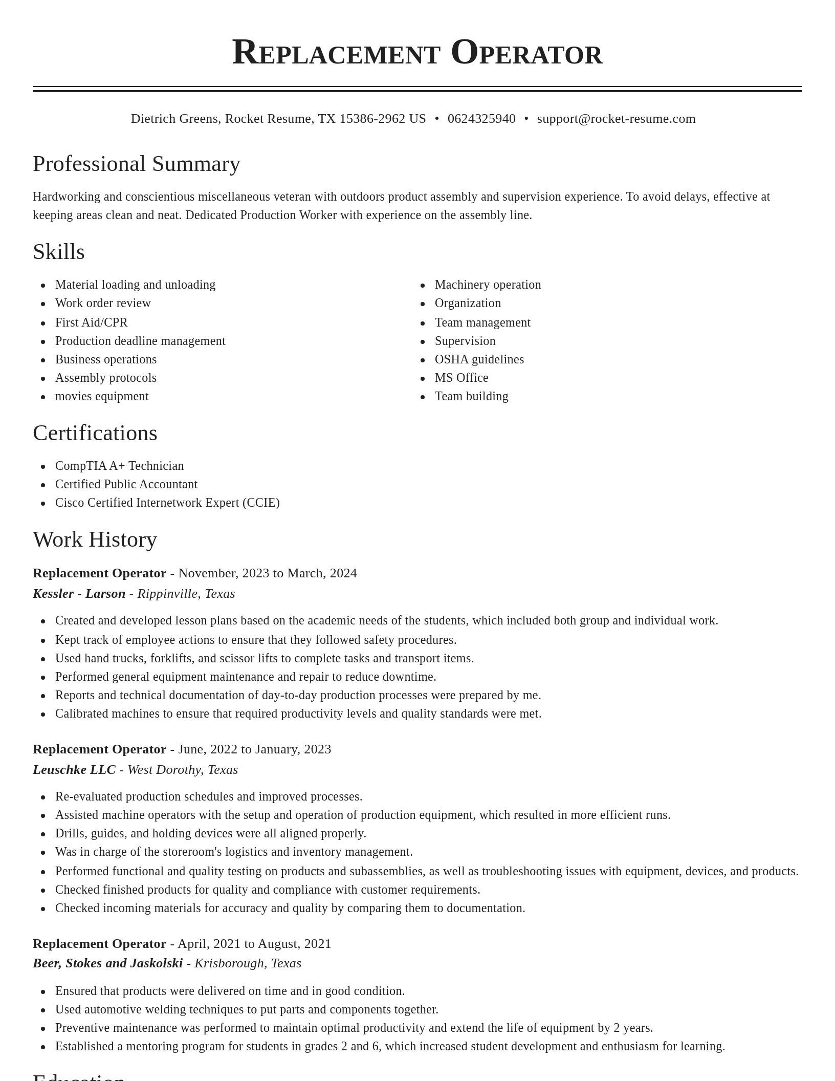 Classic resume template