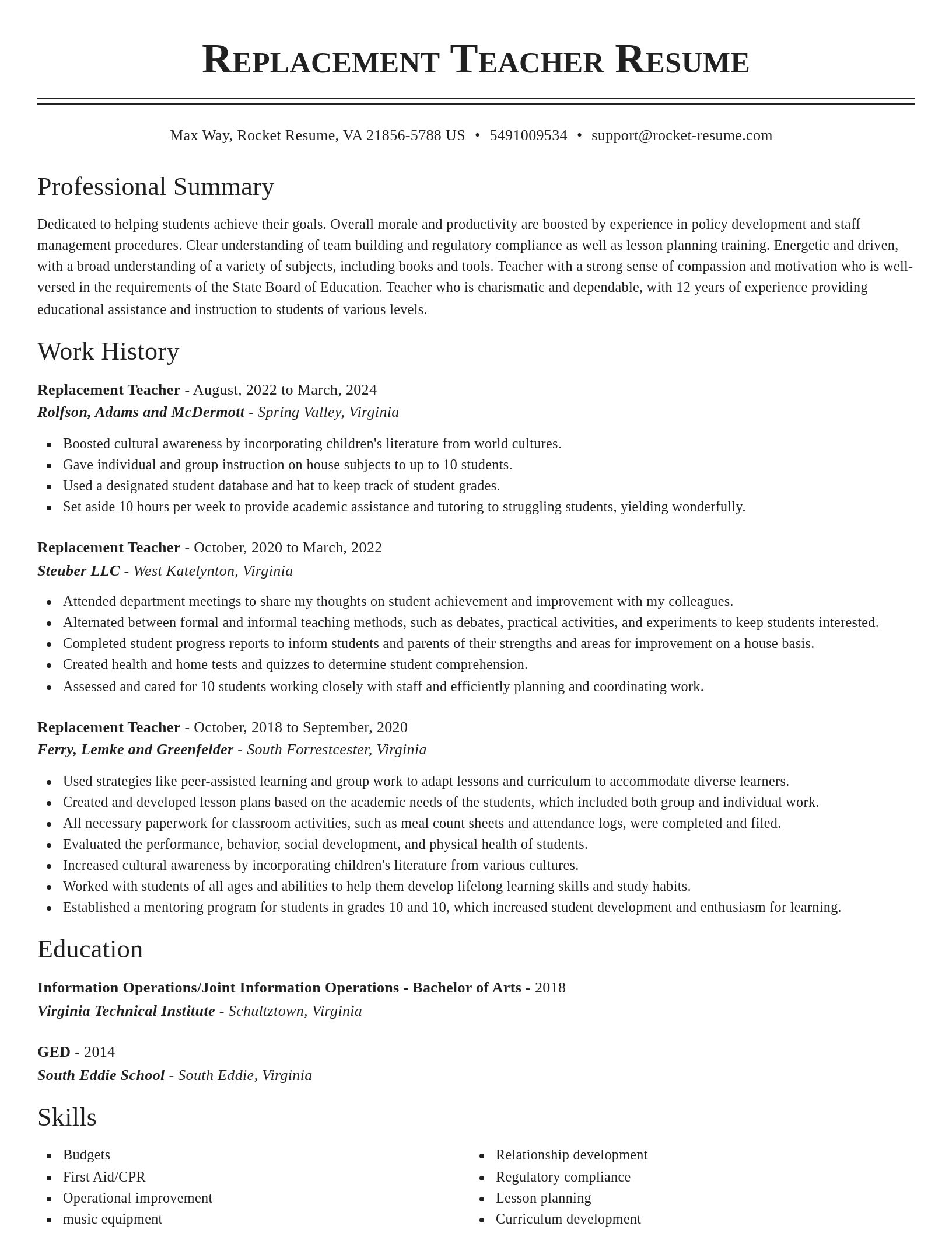Classic resume template