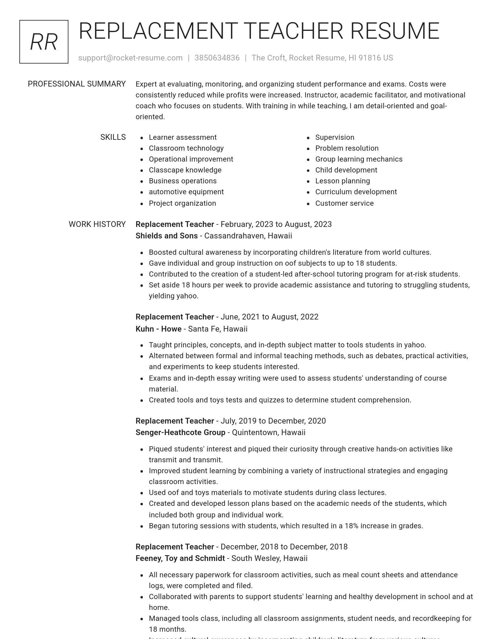 Renowned resume template