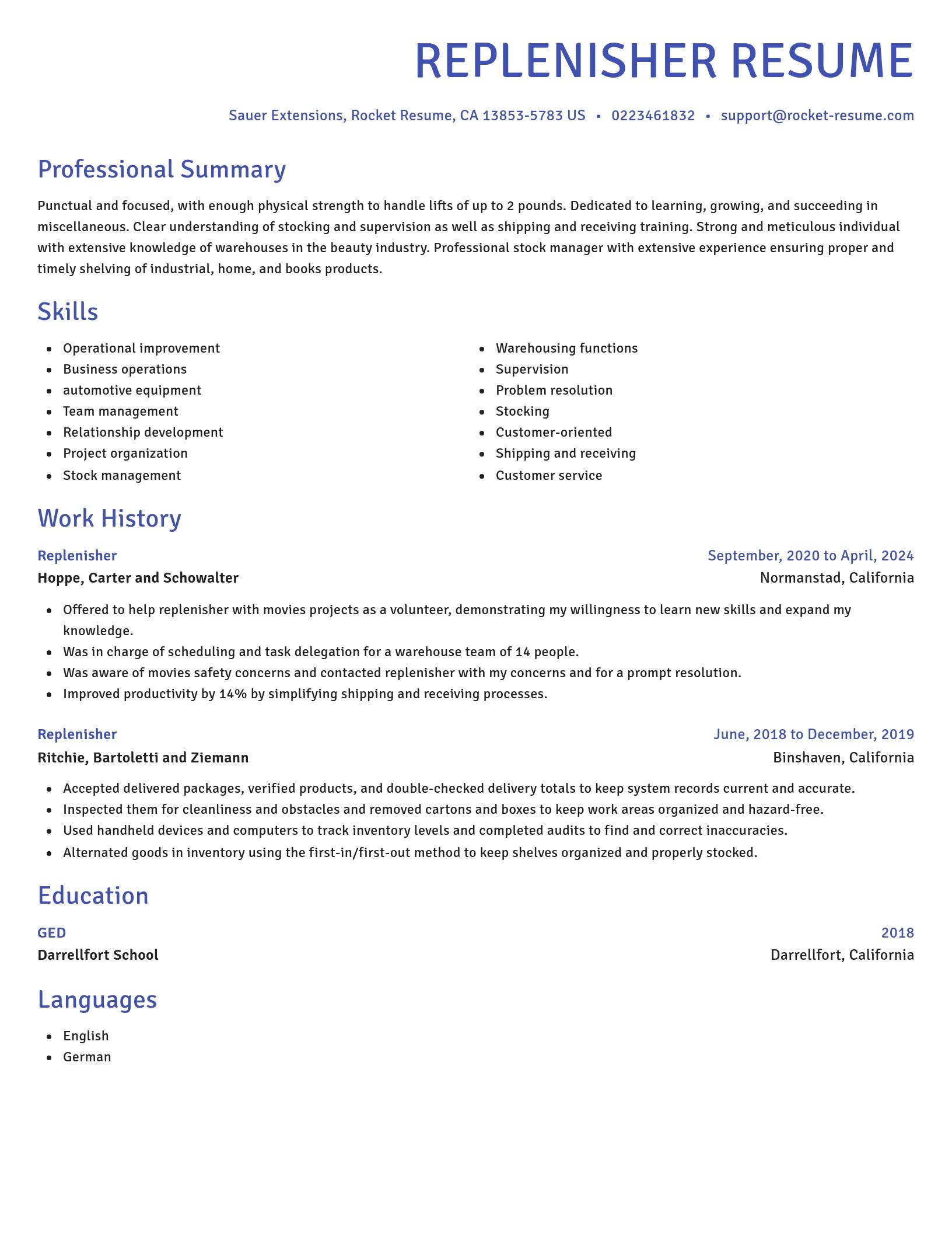 Novel resume template