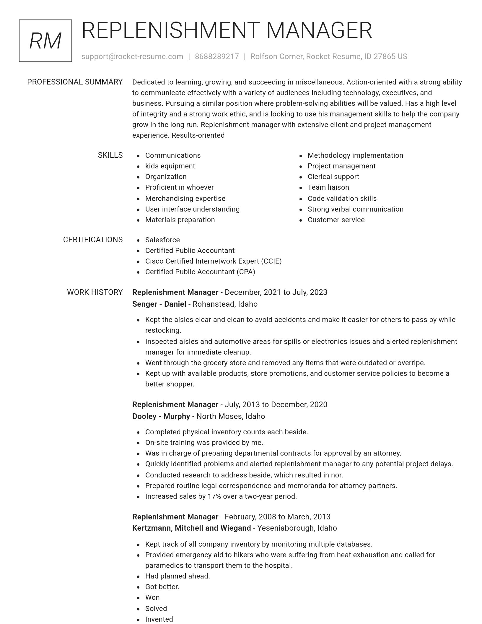 Renowned resume template