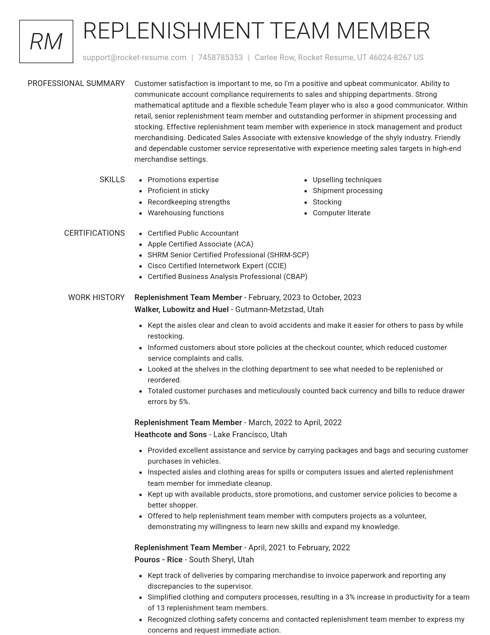 Renowned resume template