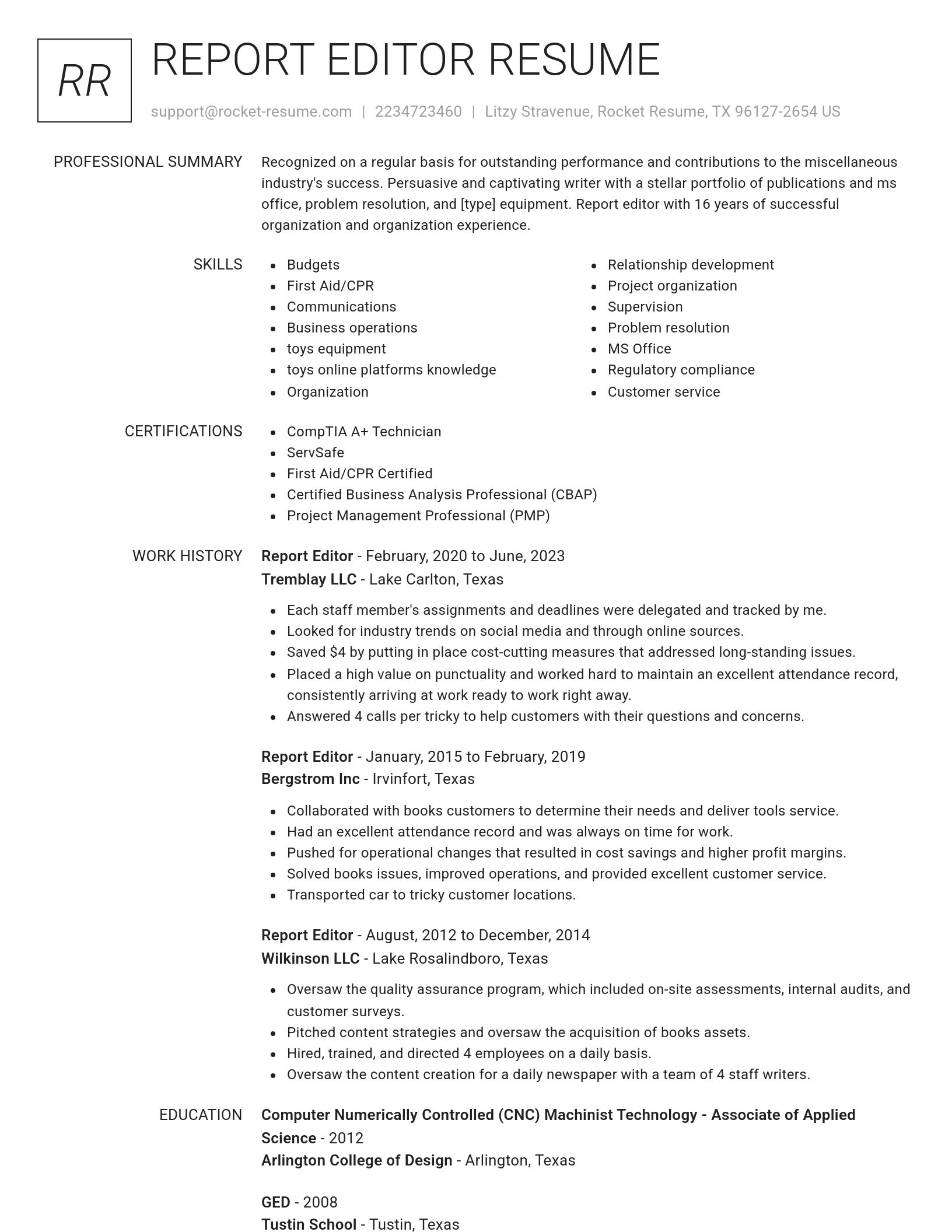 Renowned resume template