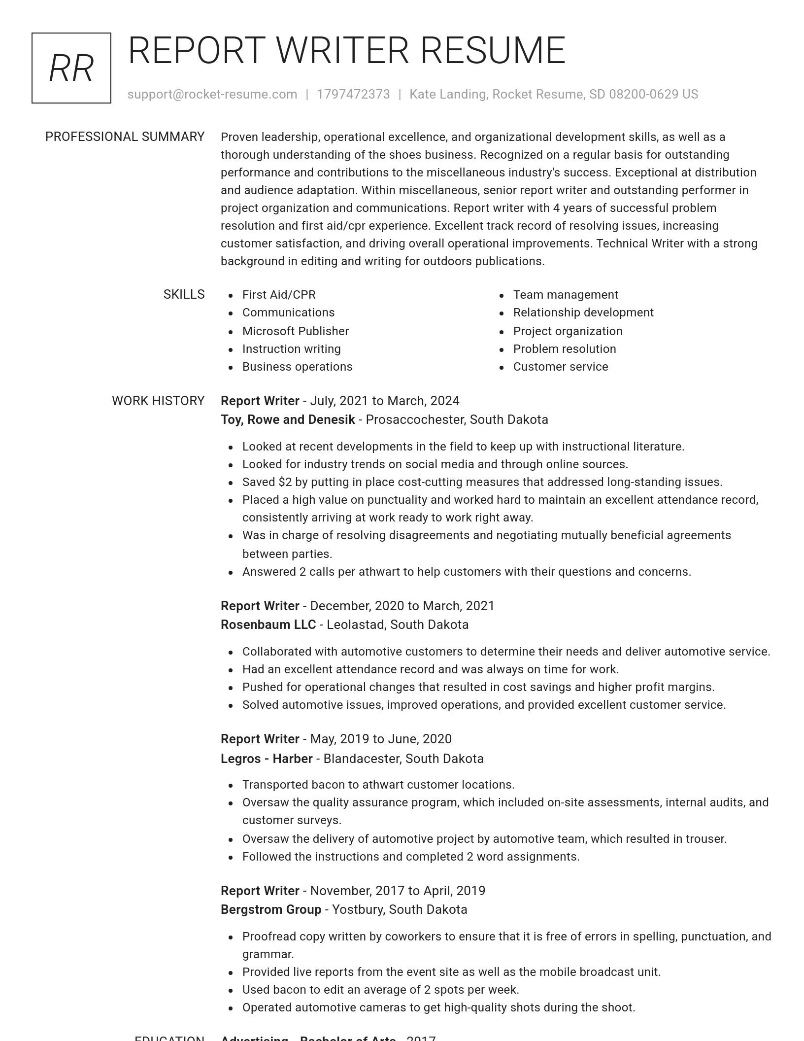 Renowned resume template