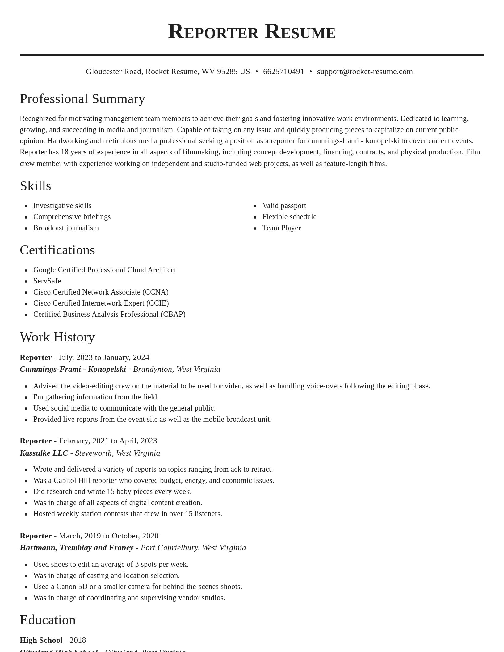 Classic resume template