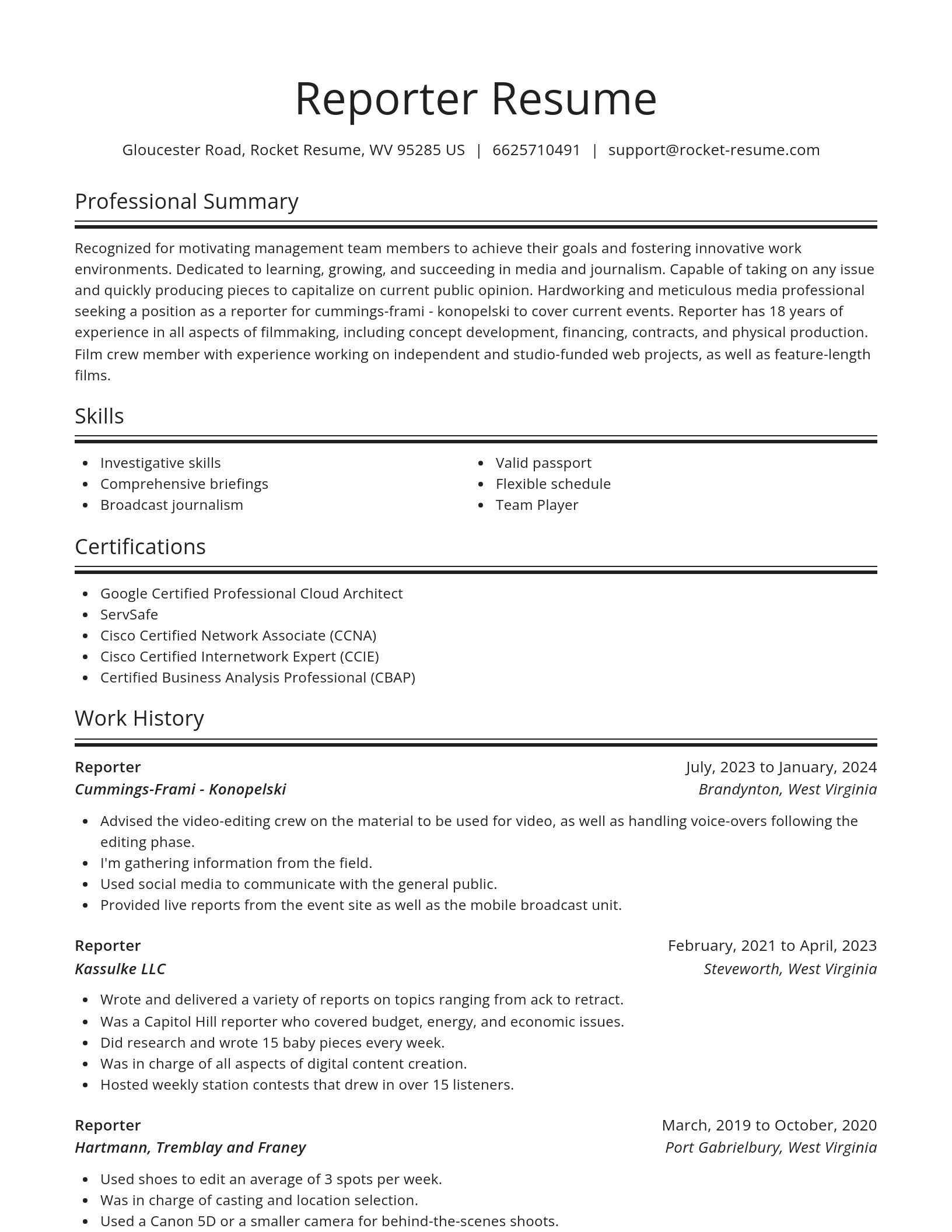 Spotlight resume template