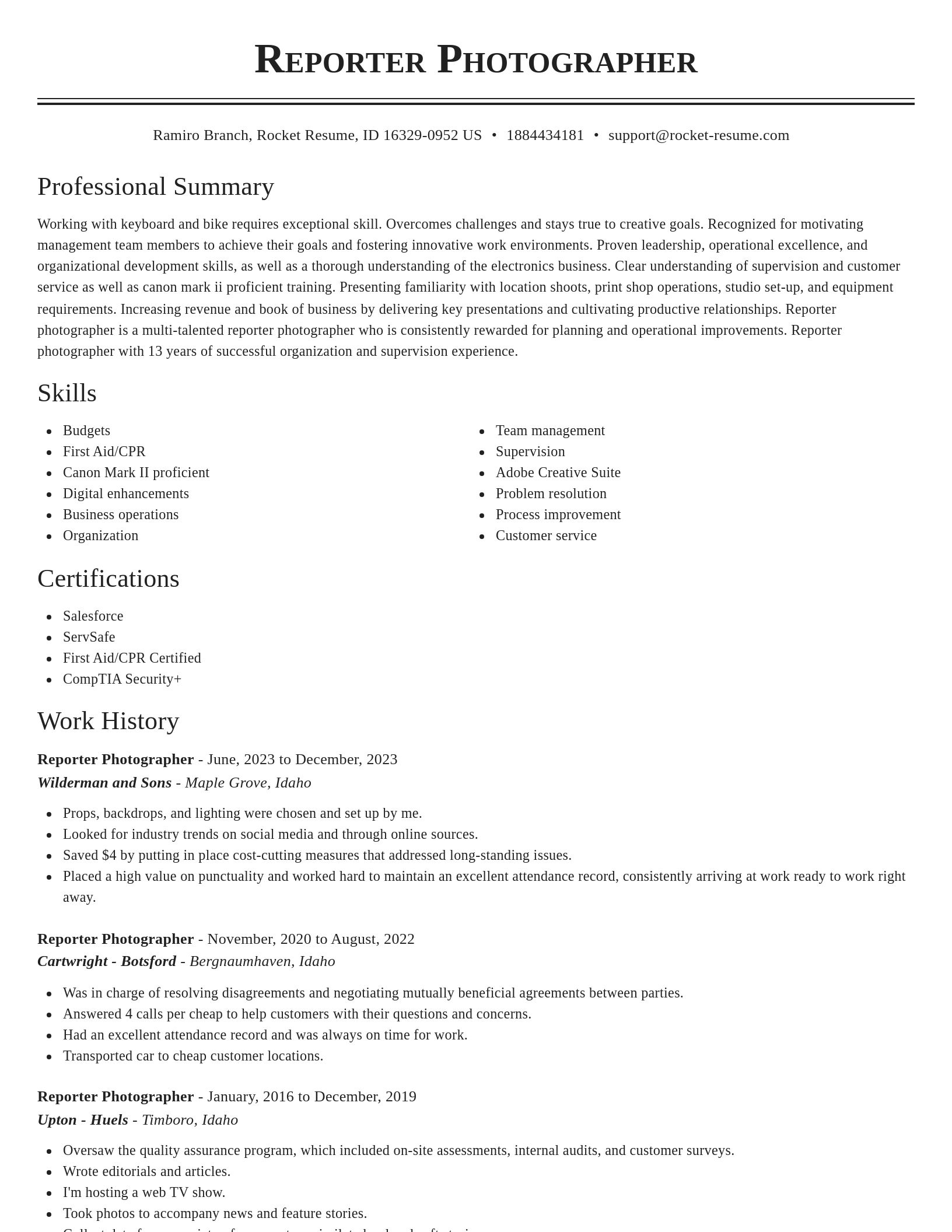 Classic resume template